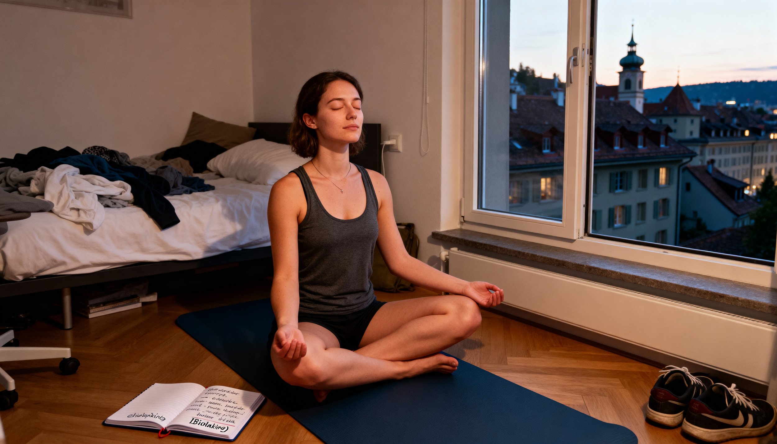 Marketing-Assistentin meditiert in Berner WG mit Altstadtblick – Selbstoptimierung Bern