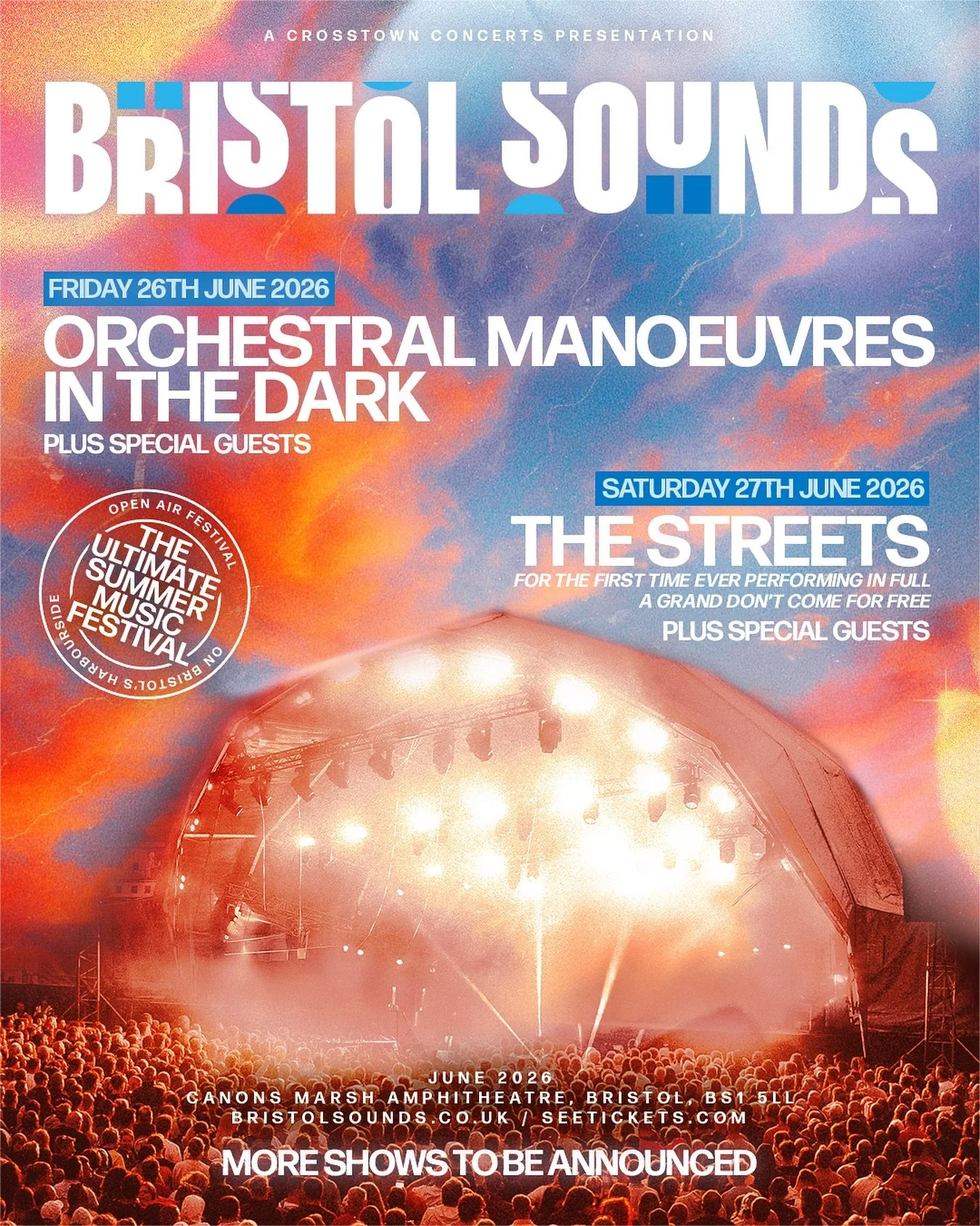 This is not a drill, your first headliners for 2026 have landed with Orchestral Manoeuvres In The Dark and The Streets!&nbsp;🔥

We&rsquo;re so excited to return to the amphitheatre next year with the incredible Orchestral Manoeuvres In The Dark on F