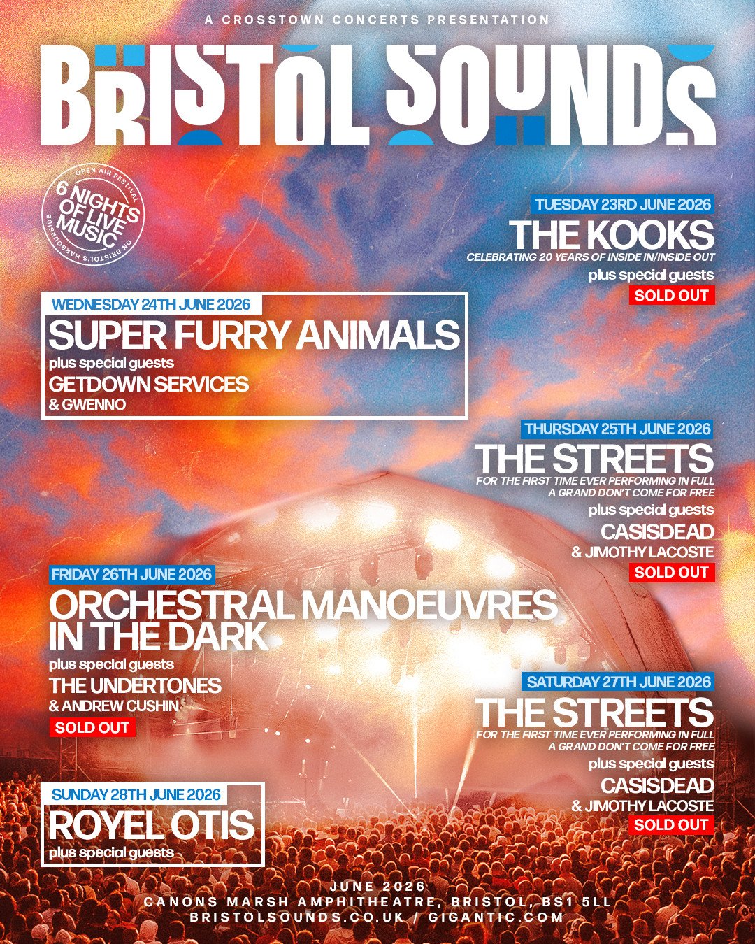 FOUR OUT OF SIX DAYS ARE NOW SOLD OUT! 💥 The response to 2026 has been epic with OMD and The Kooks being the latest to sell out! It&rsquo;s shaping up to be the best year yet...⁠
⁠
Now is a good time to secure remaining tickets for the incredible @s