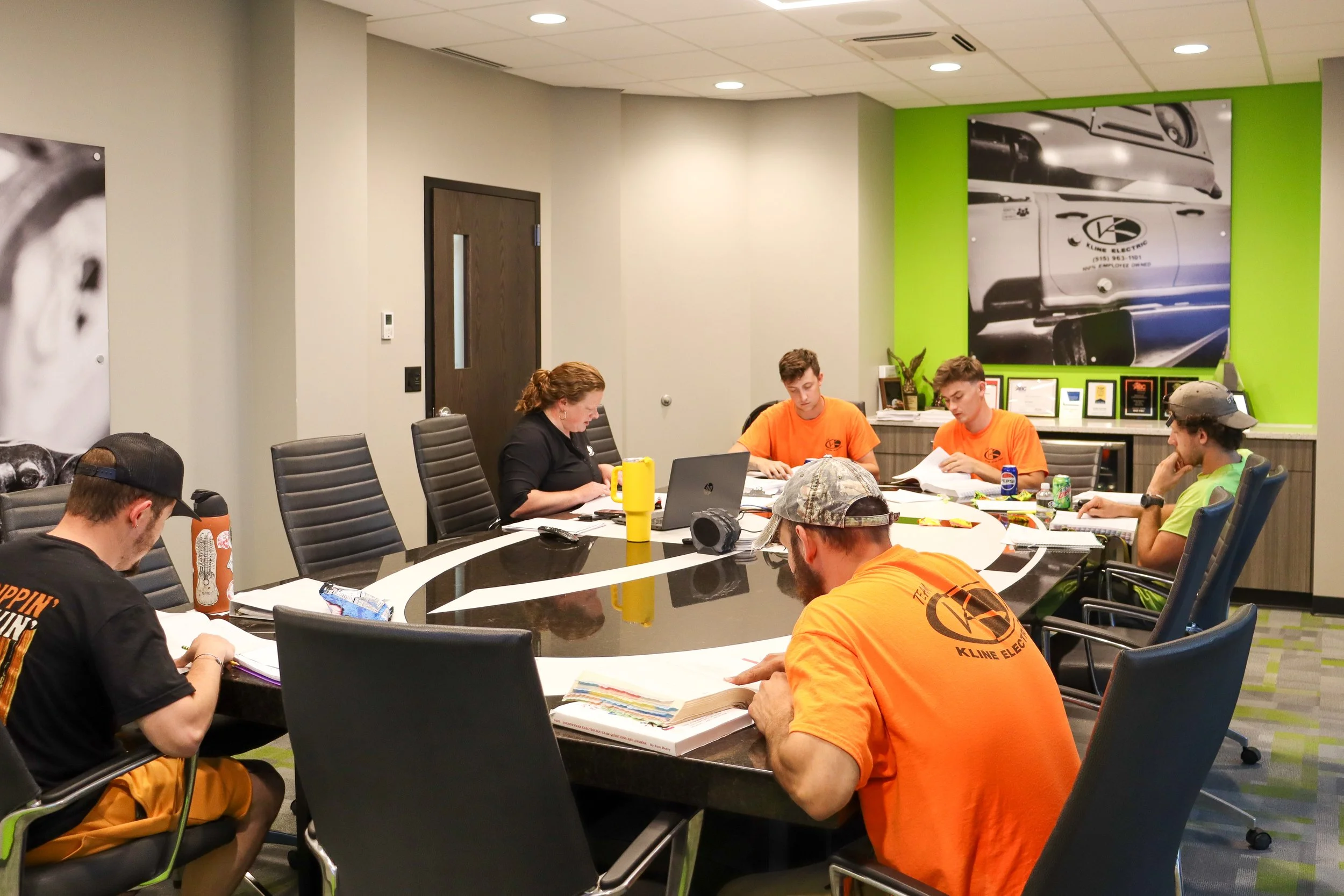 Apprentices studying
