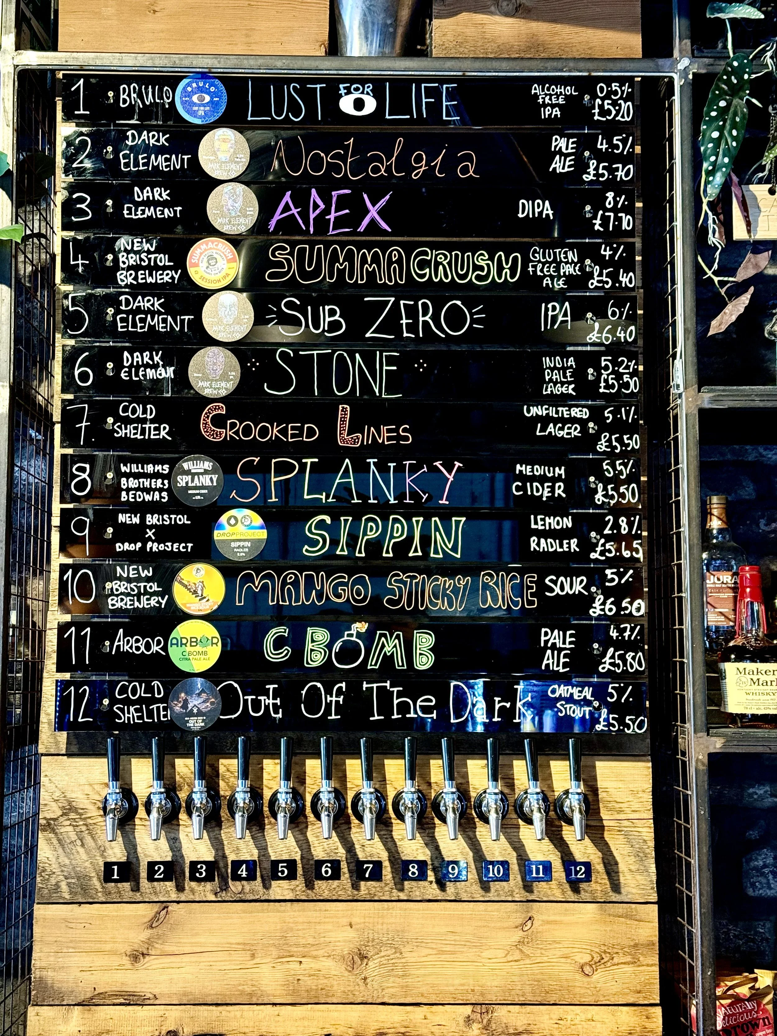 The Beer Board with The Draft Ales on. The Project Caerphilly