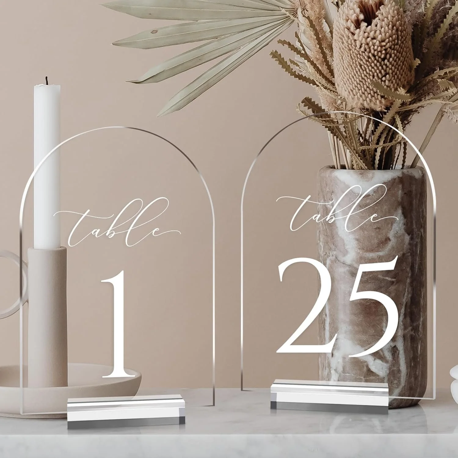 Clear Arch Table Numbers with Stands