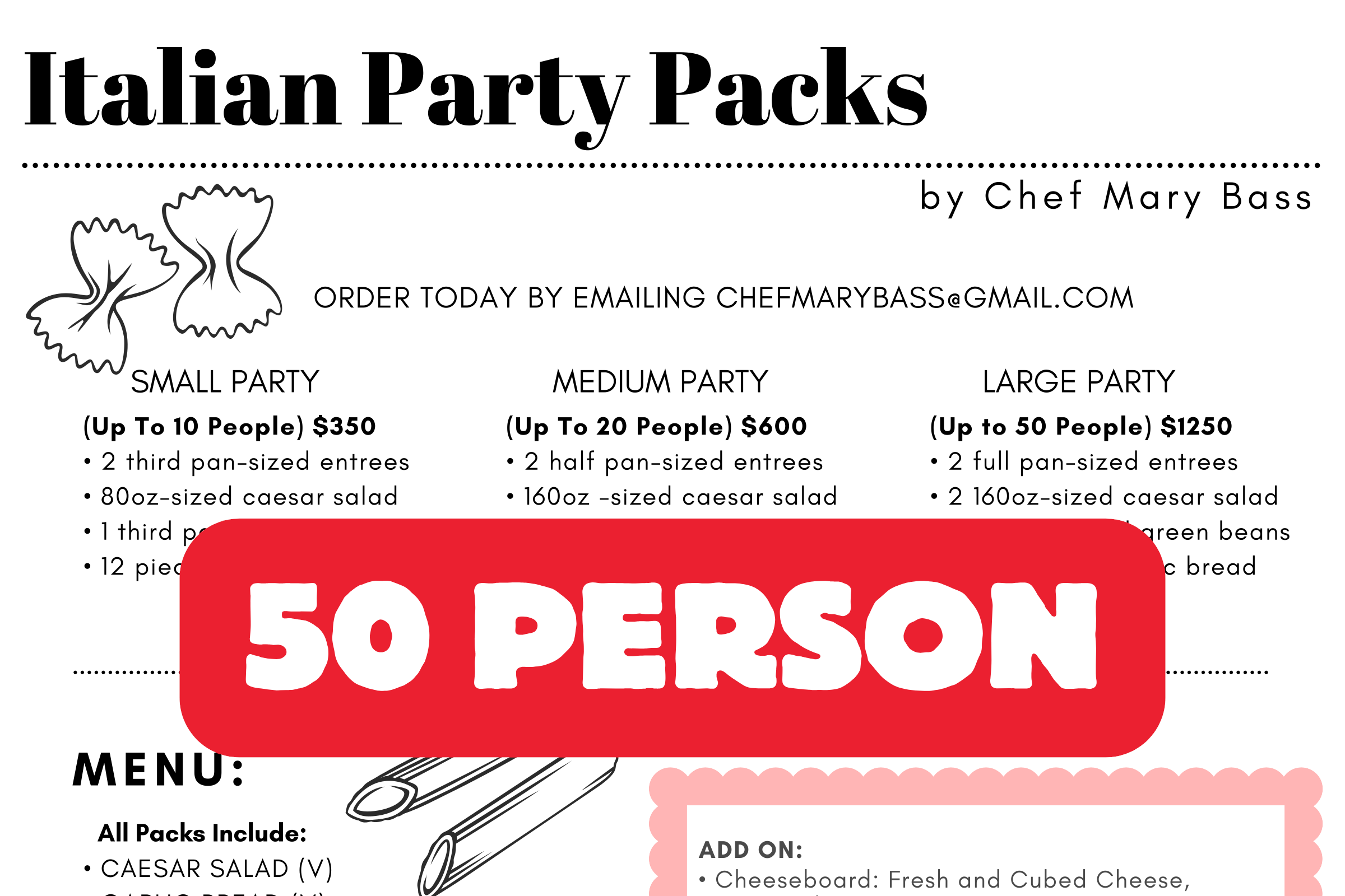 Italian Party Packs (Up to 50 People)