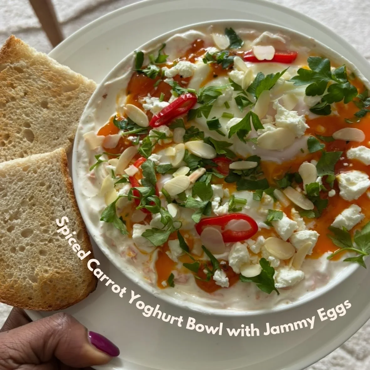 Spiced Carrot Yoghurt Bowl with Jammy Eggs (My Twist on Turkish Eggs) 😋

This is my twist on Turkish eggs, perfect for breakfast, brunch, or a quick dinner! Creamy, spiced, slightly sweet, and packed with flavour, it&rsquo;s one of those bowls that 