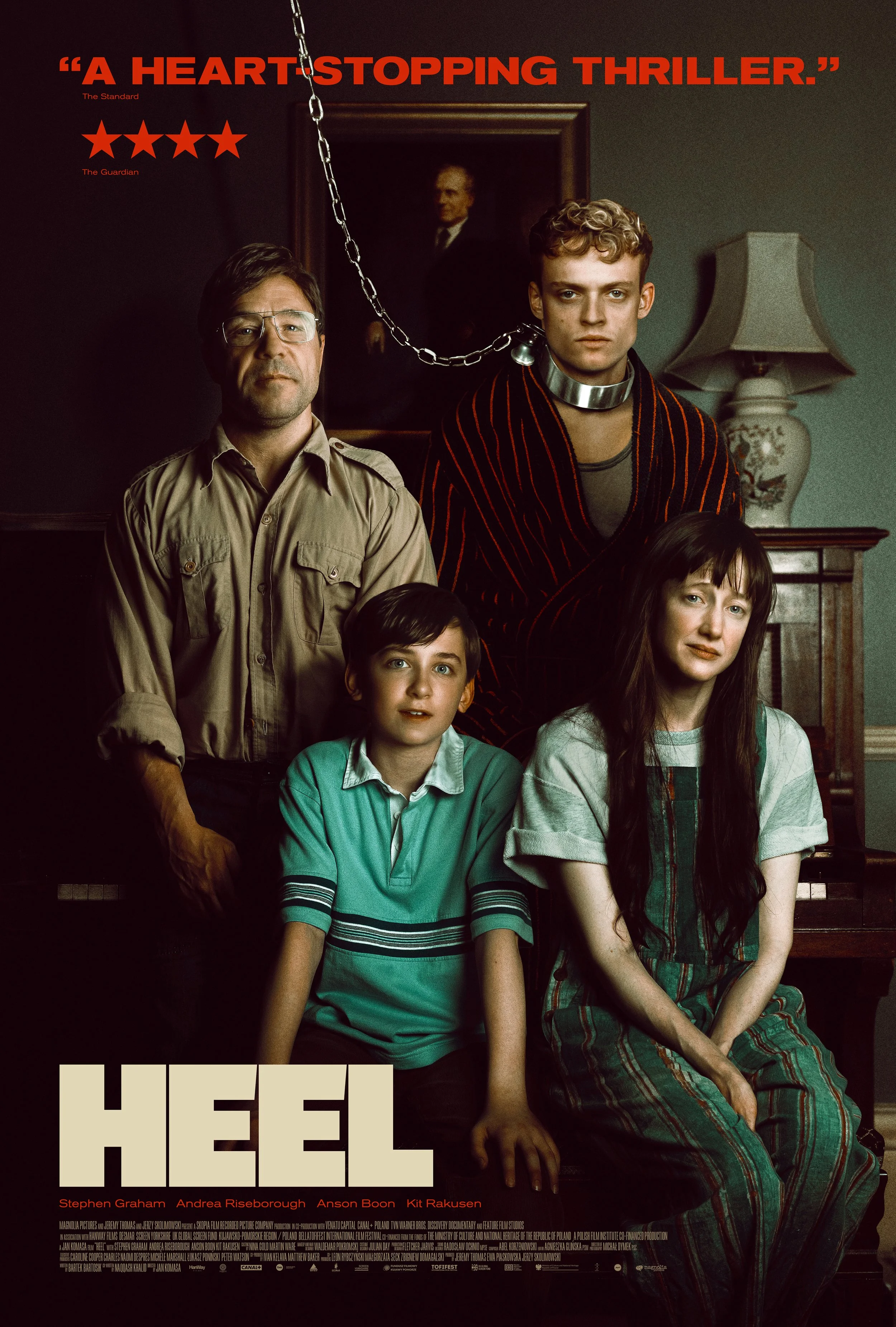 Stephen Graham and Andrea Riseborough in the Jan Komasa thriller 'Heel'. Film and TV Clearances provided the script clearance report for this Recorded Picture Company and Skopia Film production.