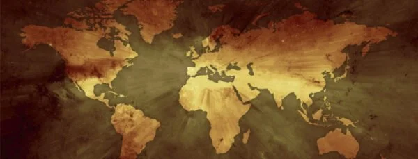 Artistic sepia-toned map of the world