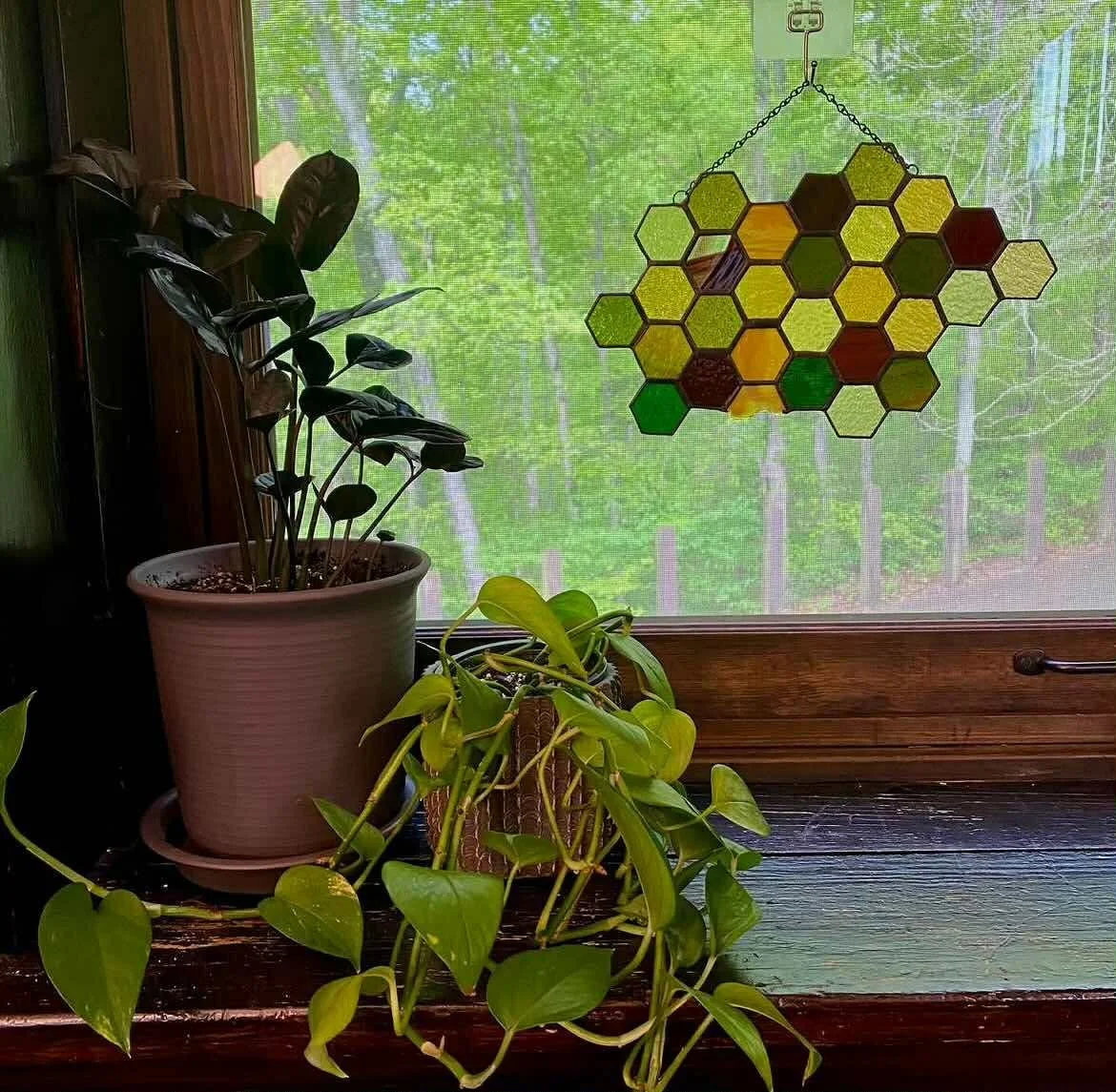 Honeycomb- Stained Glass Suncatcher at the MAC