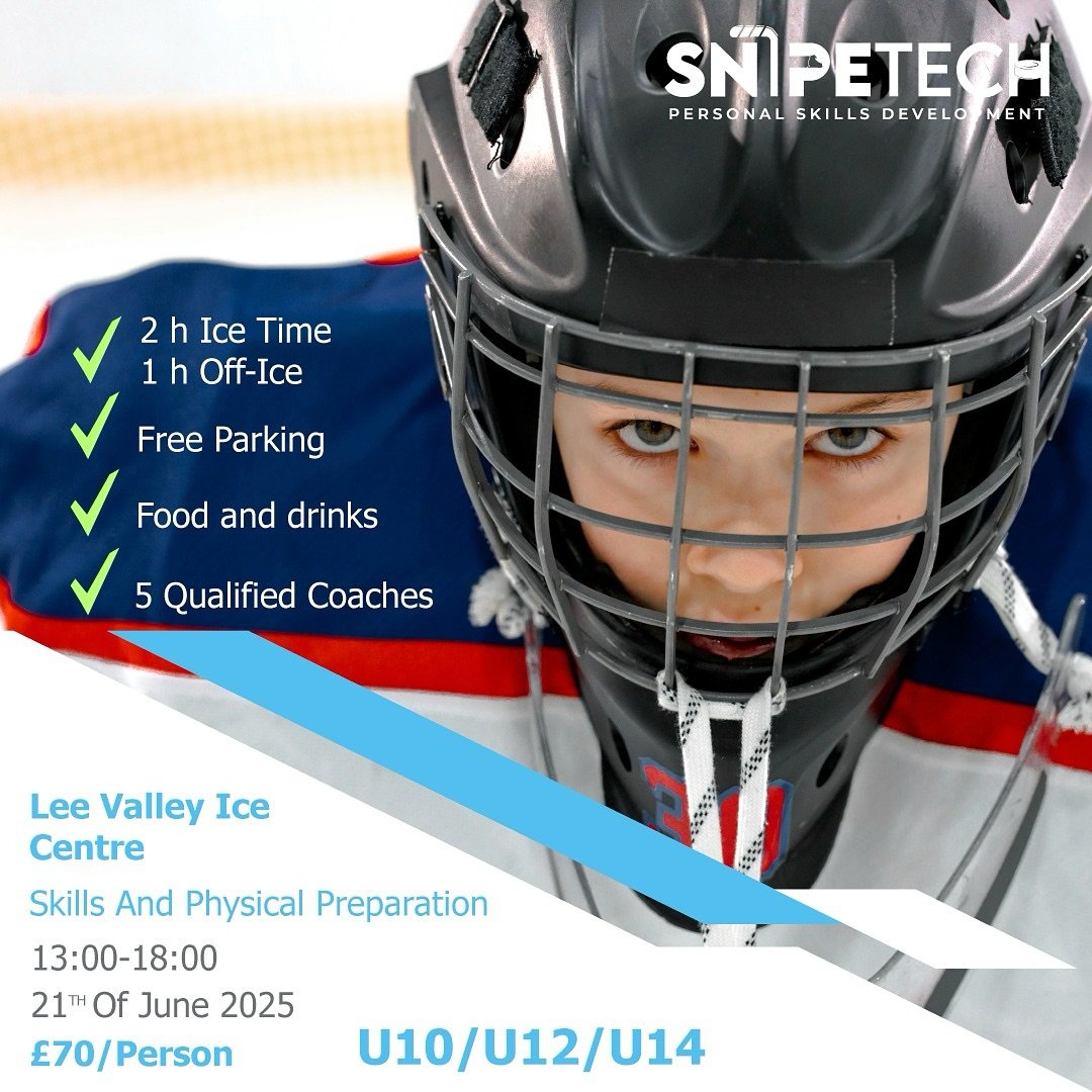 🏒 Skills & Physical Prep Ice Hockey Session! 🏋️‍♂️
Join us for a high-energy training day designed for U10, U12 & U14 players!
📍 Lee Valley Ice Centre, London
🕐 Arrival: 13:00 | Finish: ~18:00
❄️ 2h On-Ice Skills Session
💪 1h Off-