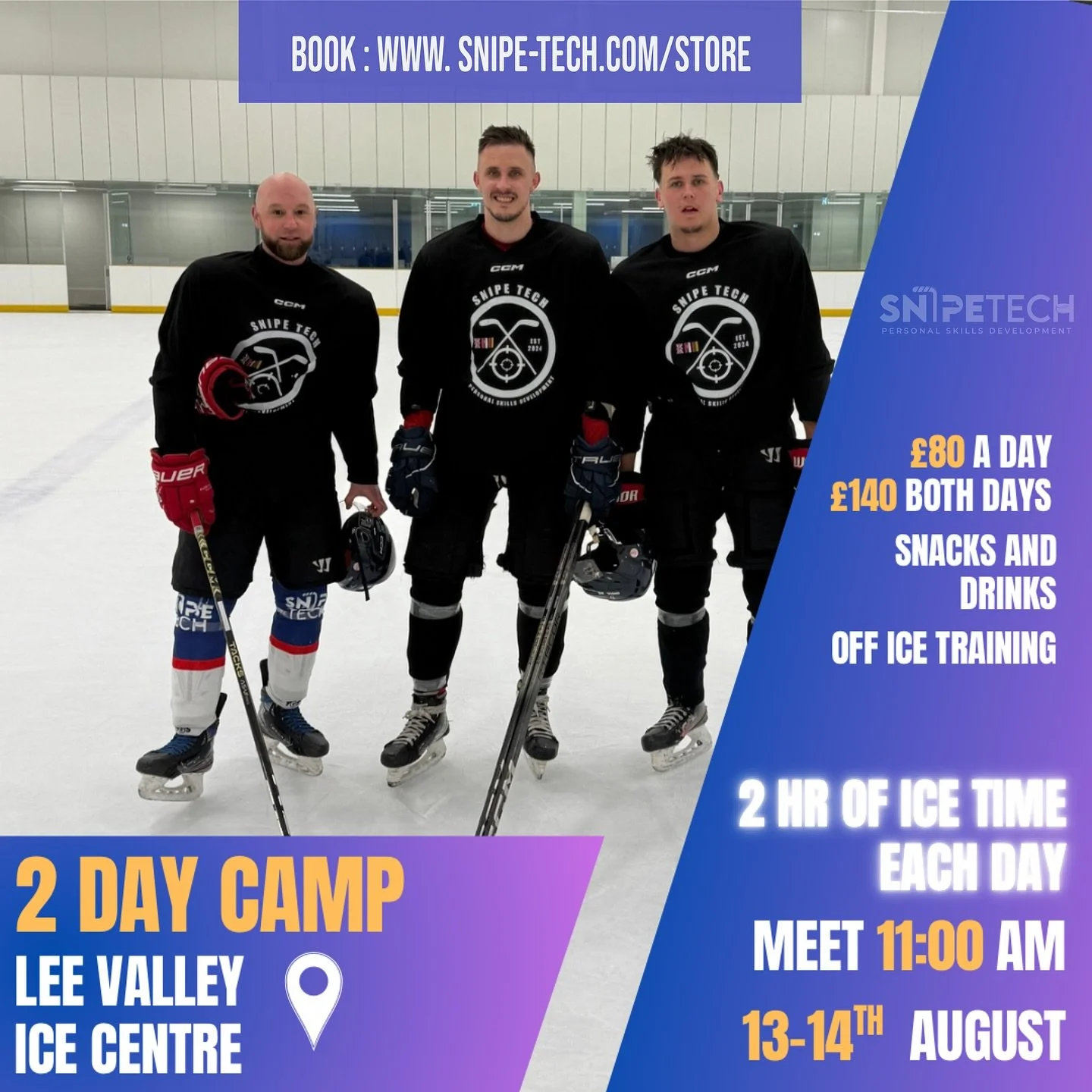 🚨 2-Day Hockey Skill Camp! 🚨
Open to all U10/U12/U14 players 🏒
📍 Lee Valley Ice Centre
📅 August 13–14, 2025
⏰ On-ice, off-ice, mini games, snacks & more!
🔥 High-level edgework, stickhandling, shooting & speed training!
Limited sp