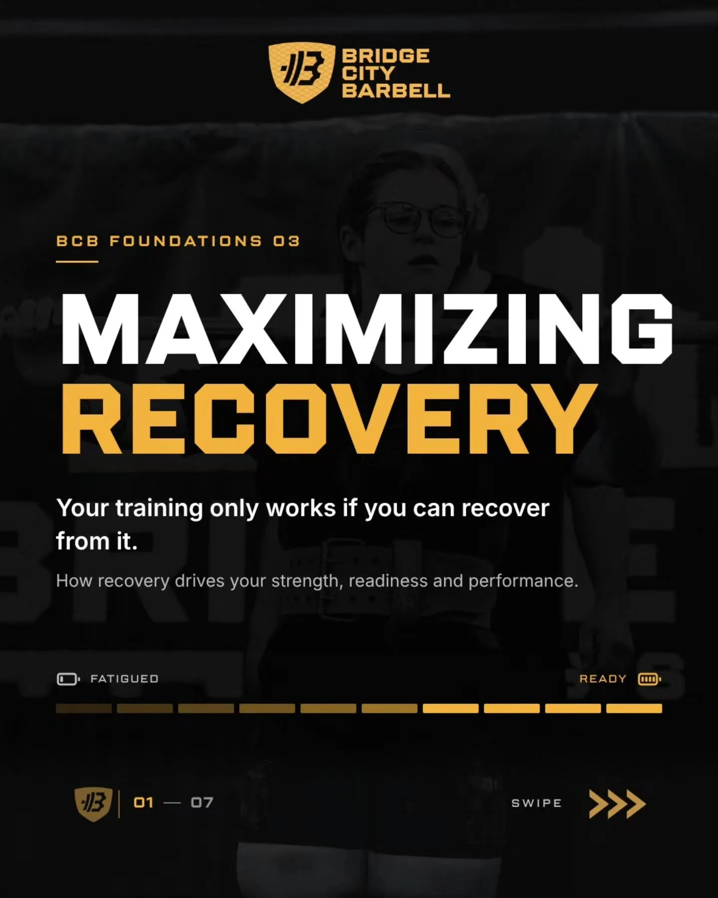 BCB Foundations 03: Maximizing Recovery

You can run a great program and still stall if you can't recover from it.

Training creates fatigue. The time between sessions is when your body adapts to that work. When recovery falls behind, the same 180 kg
