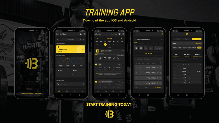 BCB Training app screens on five phones