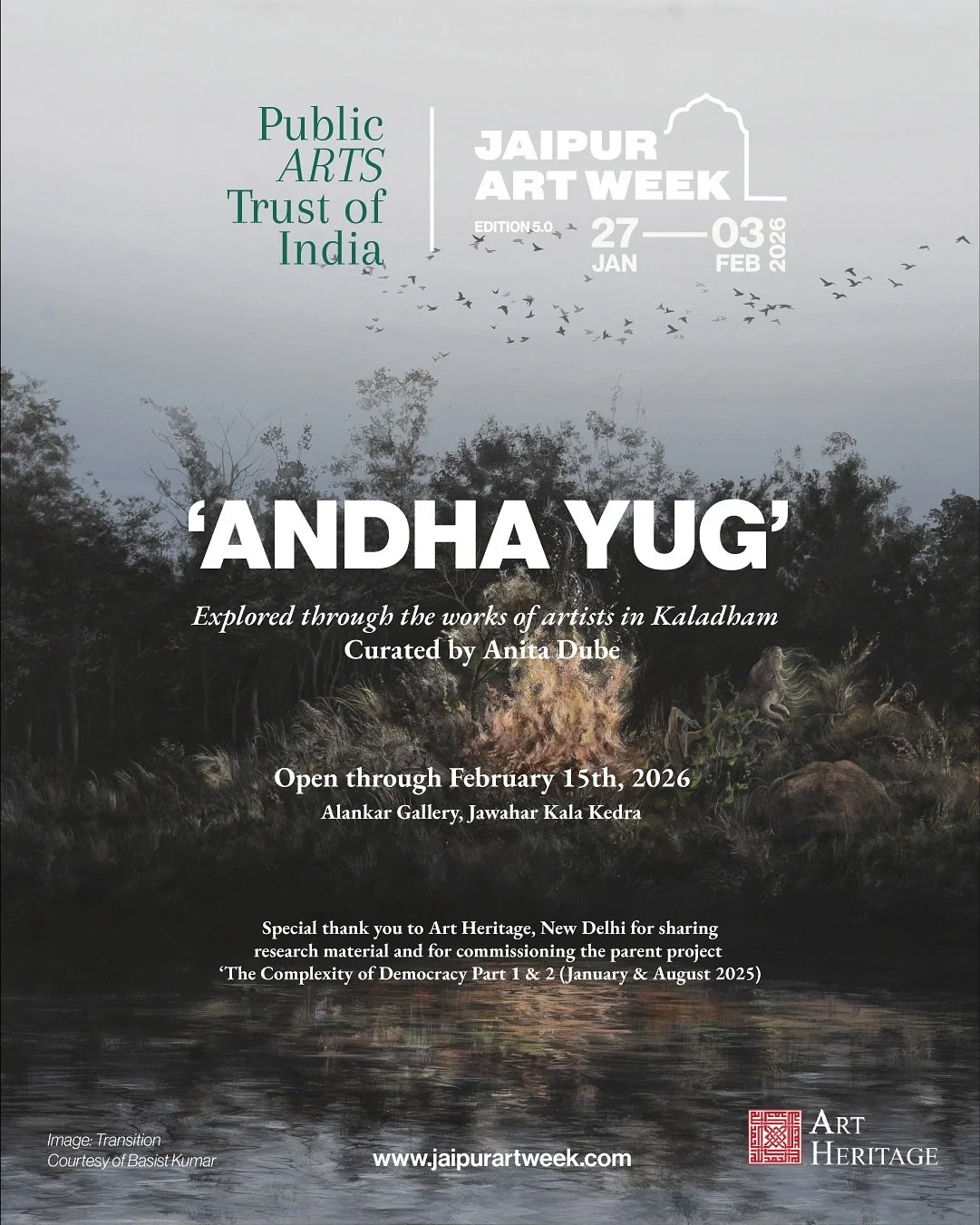 Kaladham at Jaipur Art Week 5.0

We are excited to present Andha Yug, a significant group exhibition curated by Anita Dube, as part of Jaipur Art Week Edition 5.0. Developed in collaboration with artists from Kaladham, a renowned artist-studio hub in