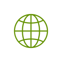 Green globe icon with grid lines