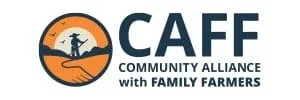 Caff Community Alliance logo with a farmer silhouette and sun in a circular design