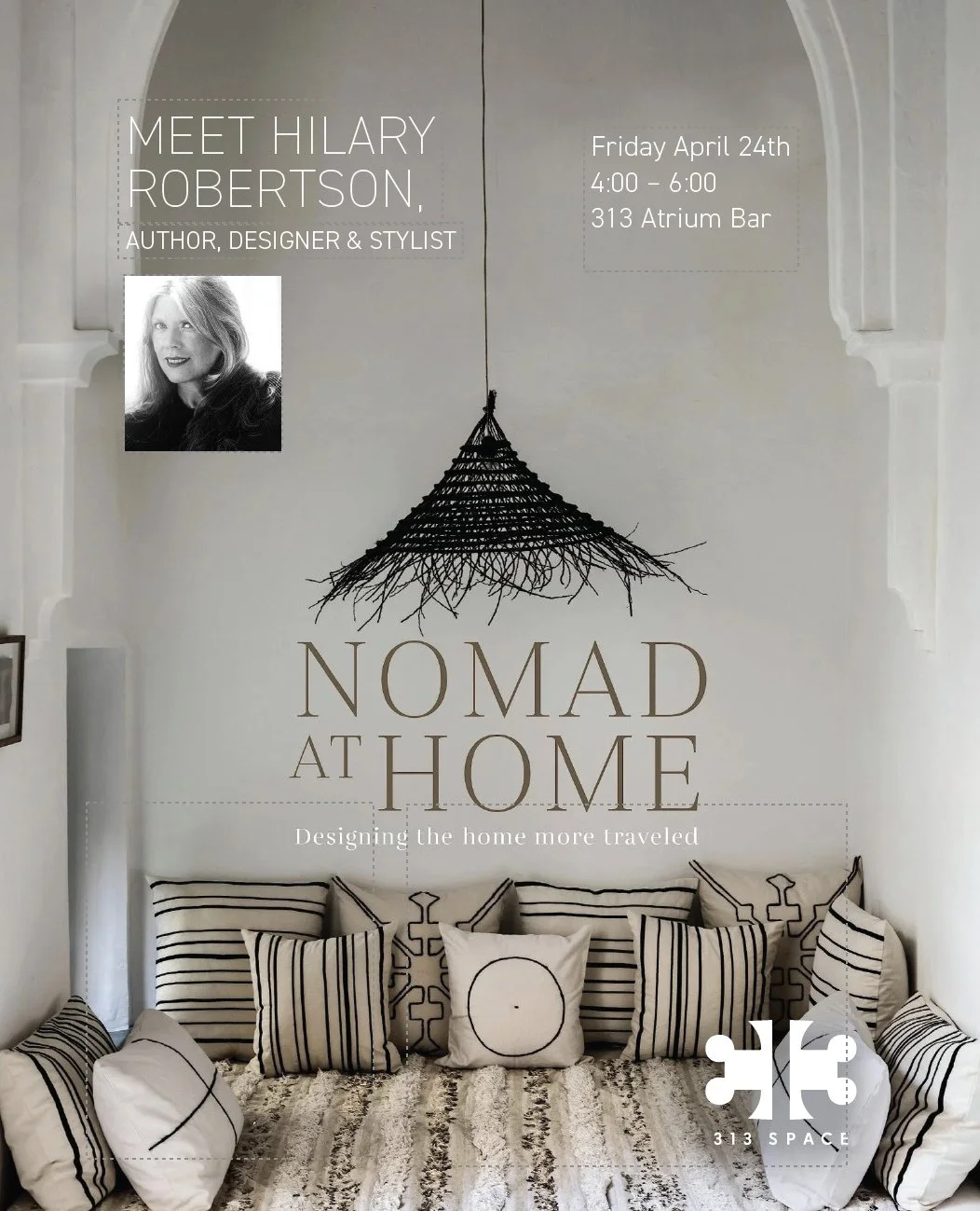 Meet Hilary Robertson, Author, Designer &amp; Stylist ⁠
Enjoy a glass of wine and lite bites while Hilary signs her book Nomad  at Home, Designing the Home More Traveled. As well as offering inspiration from homes all over the globe, Hilary also shar