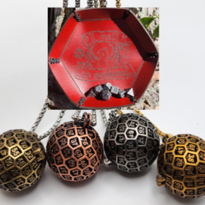 Mini Metal Dice - D100 Necklace with Mini Leather Dice Tray