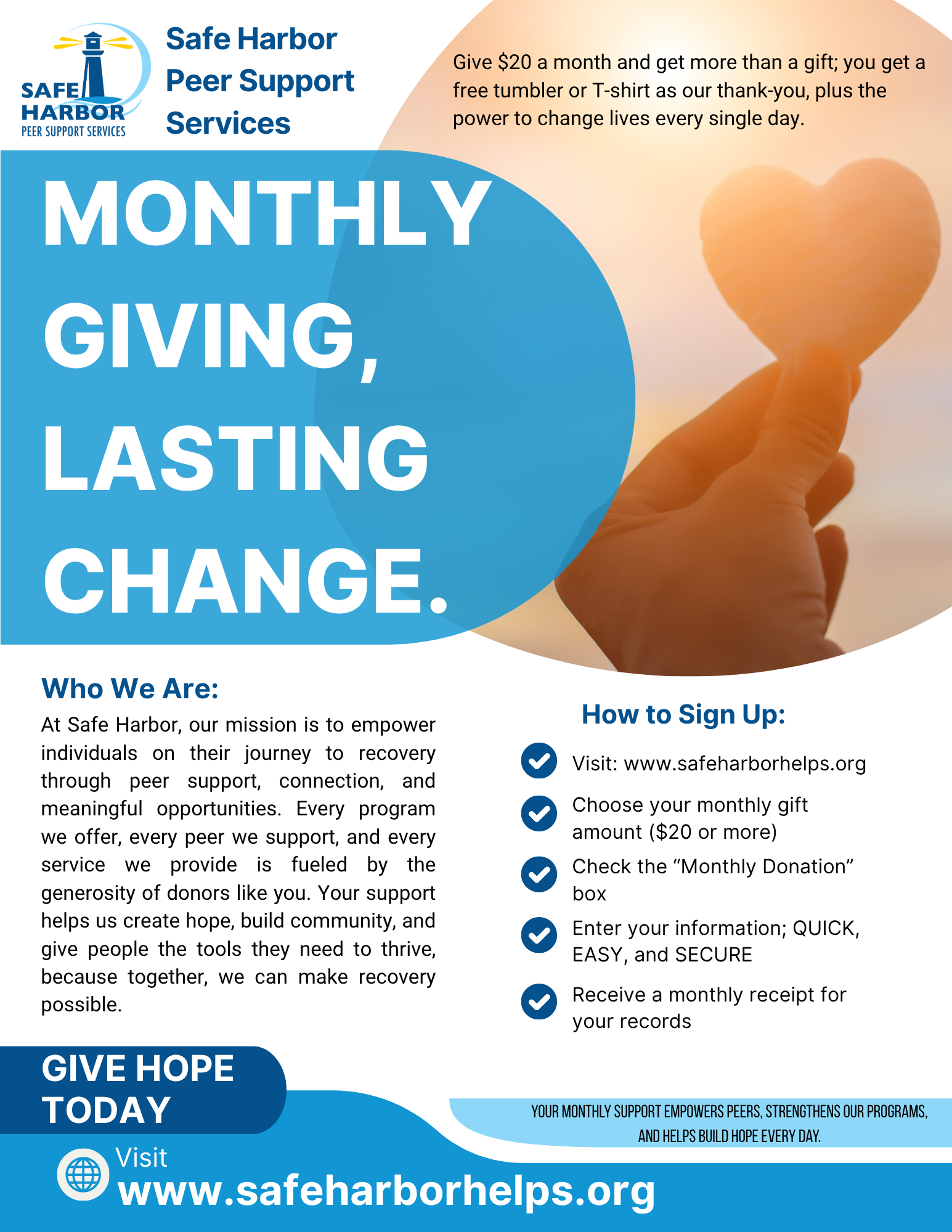 Support Our Mission Through Monthly Giving