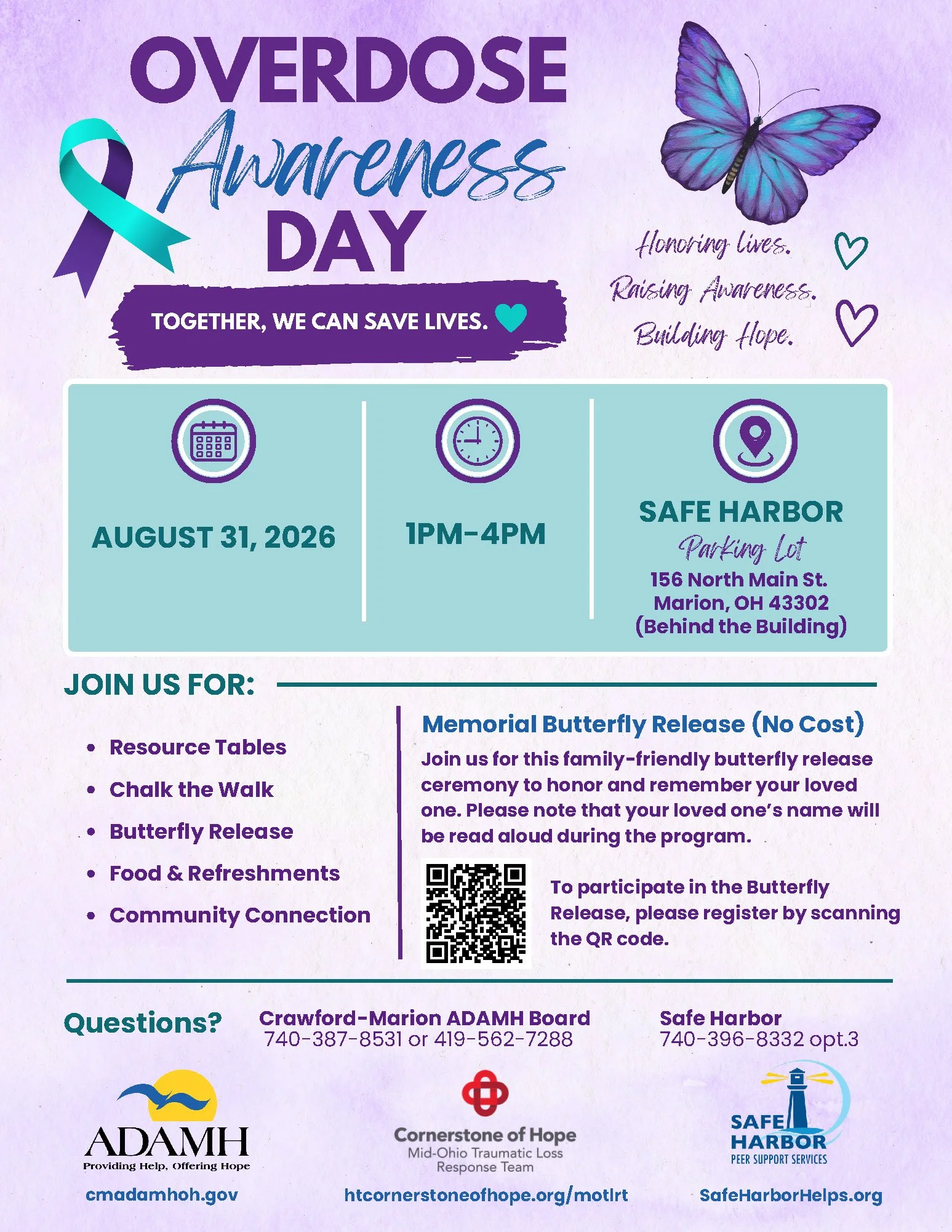 Overdose Awareness Day         Aug. 31. Together, we can save lives.