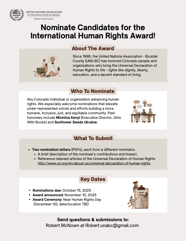 Nominations Open- 2025 International Human Rights Awards