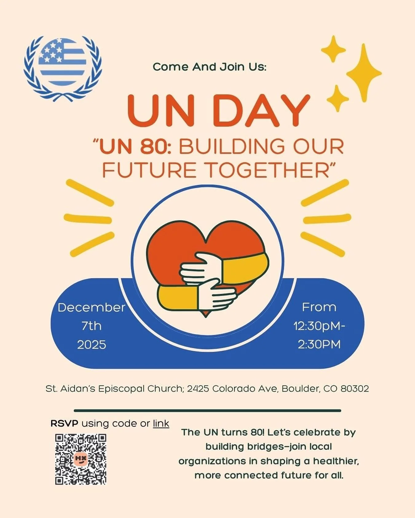 This year marks 80 years of the United Nations, and we&rsquo;re celebrating by looking forward! 🇺🇳🎉

Join us and local changemakers as we build bridges and shape a healthier, more connected future right here in our community.

📍 St. Aidan&rsquo;s