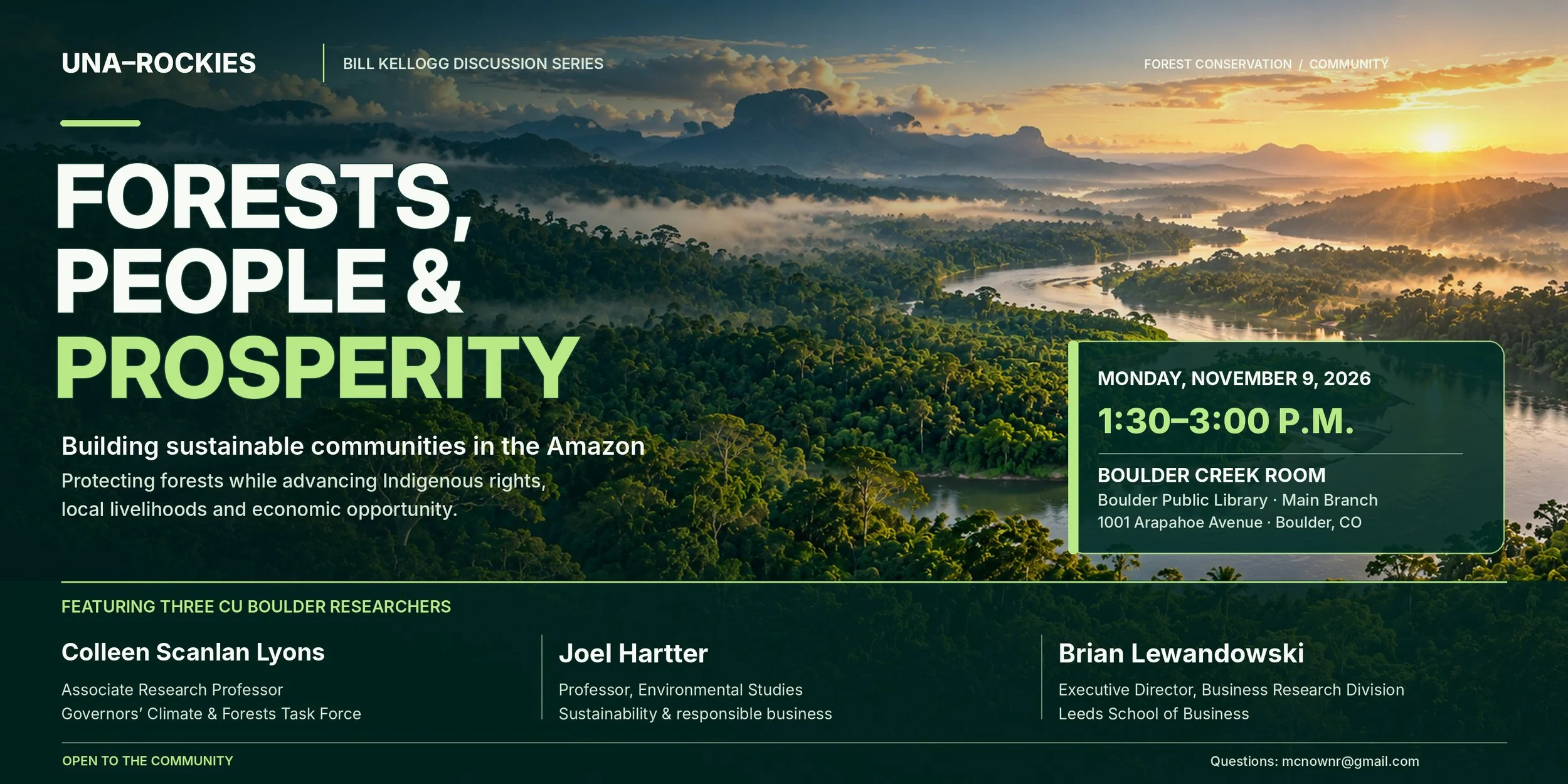Protecting the Amazon, Empowering Communities: A CU Boulder Discussion on Forests, Climate and Economic Opportunity