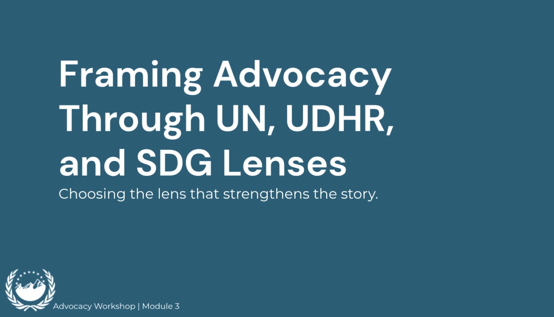 Module 3 - Framing Advocacy Through UN, UDHR, and SDG Lenses