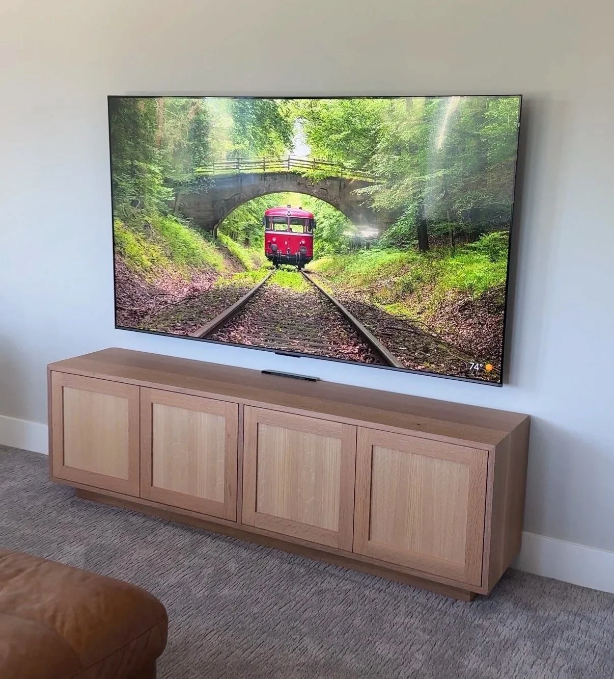 Tv Console made from Quarter Sawn White Oak. Custom Made