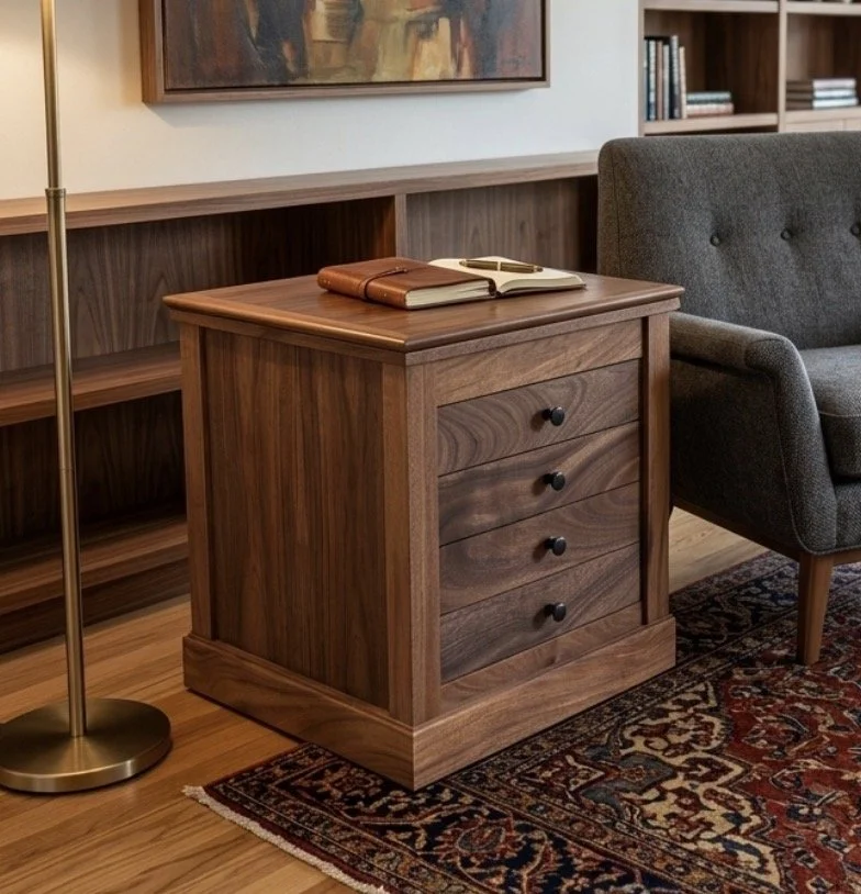Custom made Side table with Hidden Shadow box on the top.