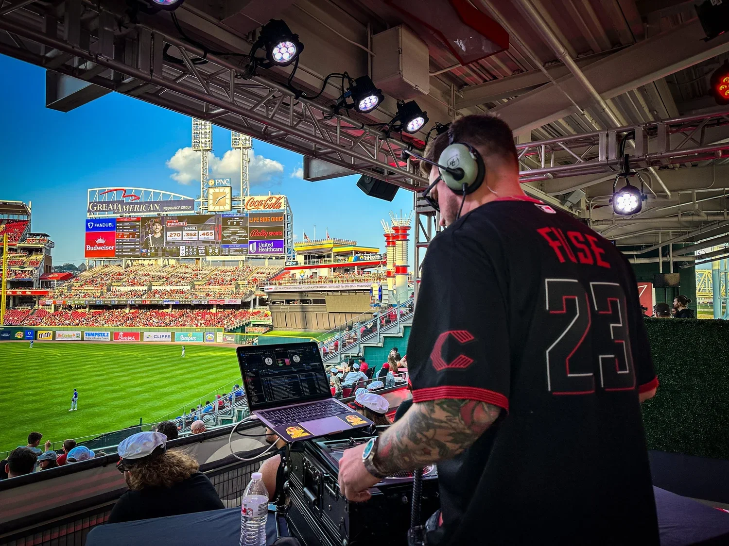 Fuse DJing At Great American Ballpark for The Major League Baseball Team The Cincinnati Reds.