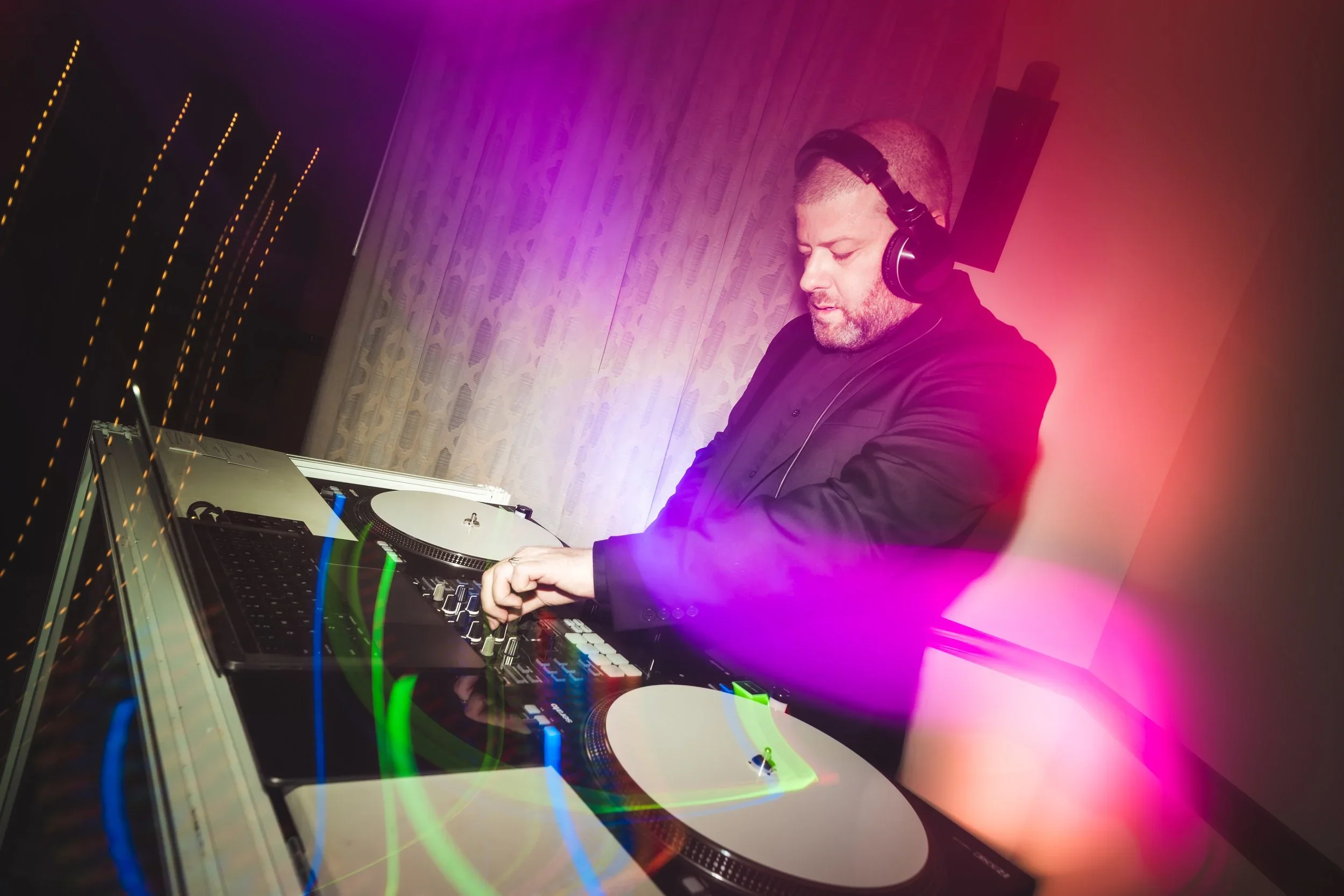 Drew Pierce DJing A wedding across the country.