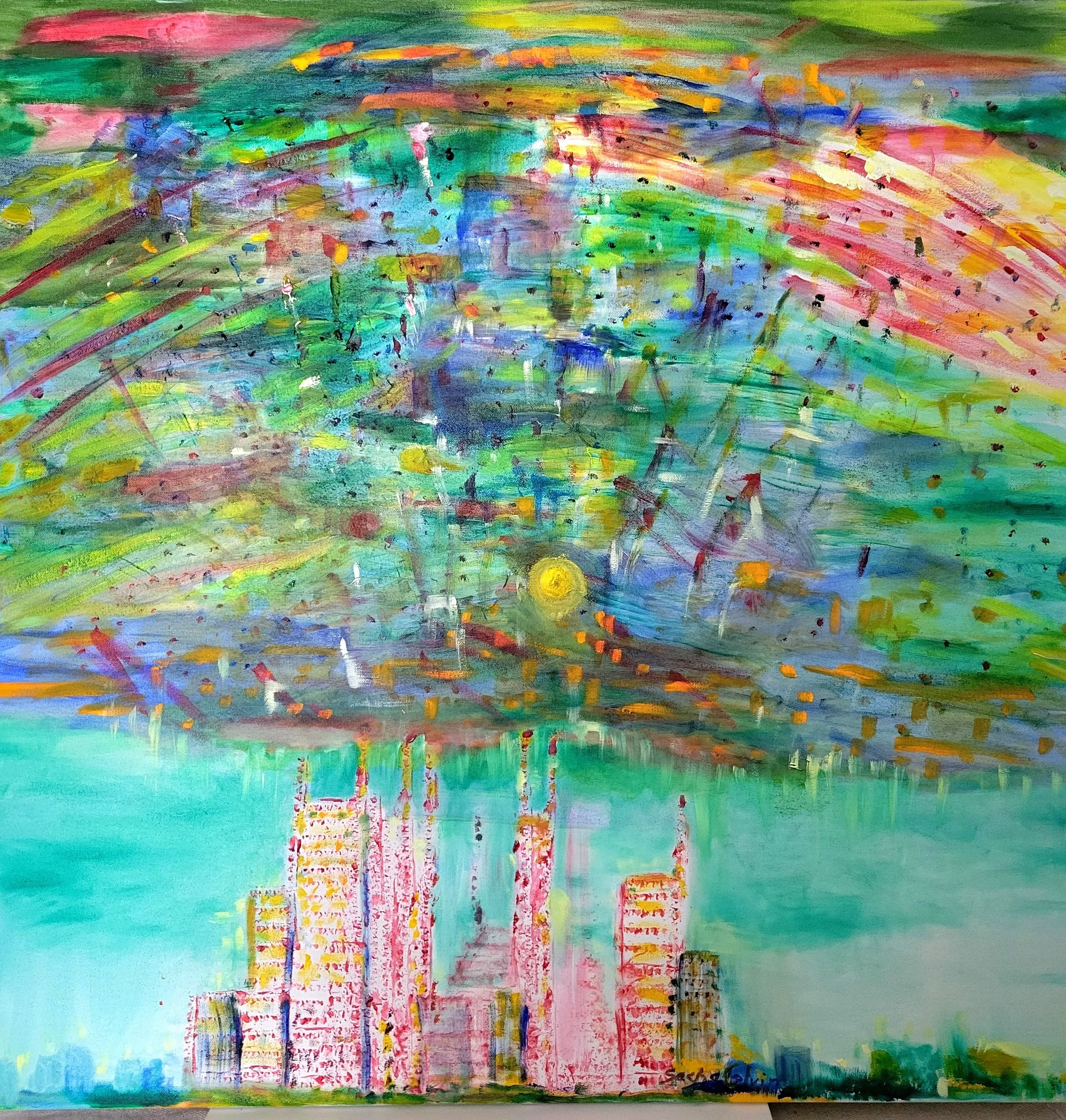 Cosmos City, oil on canvas, 2025
30x30x1.375