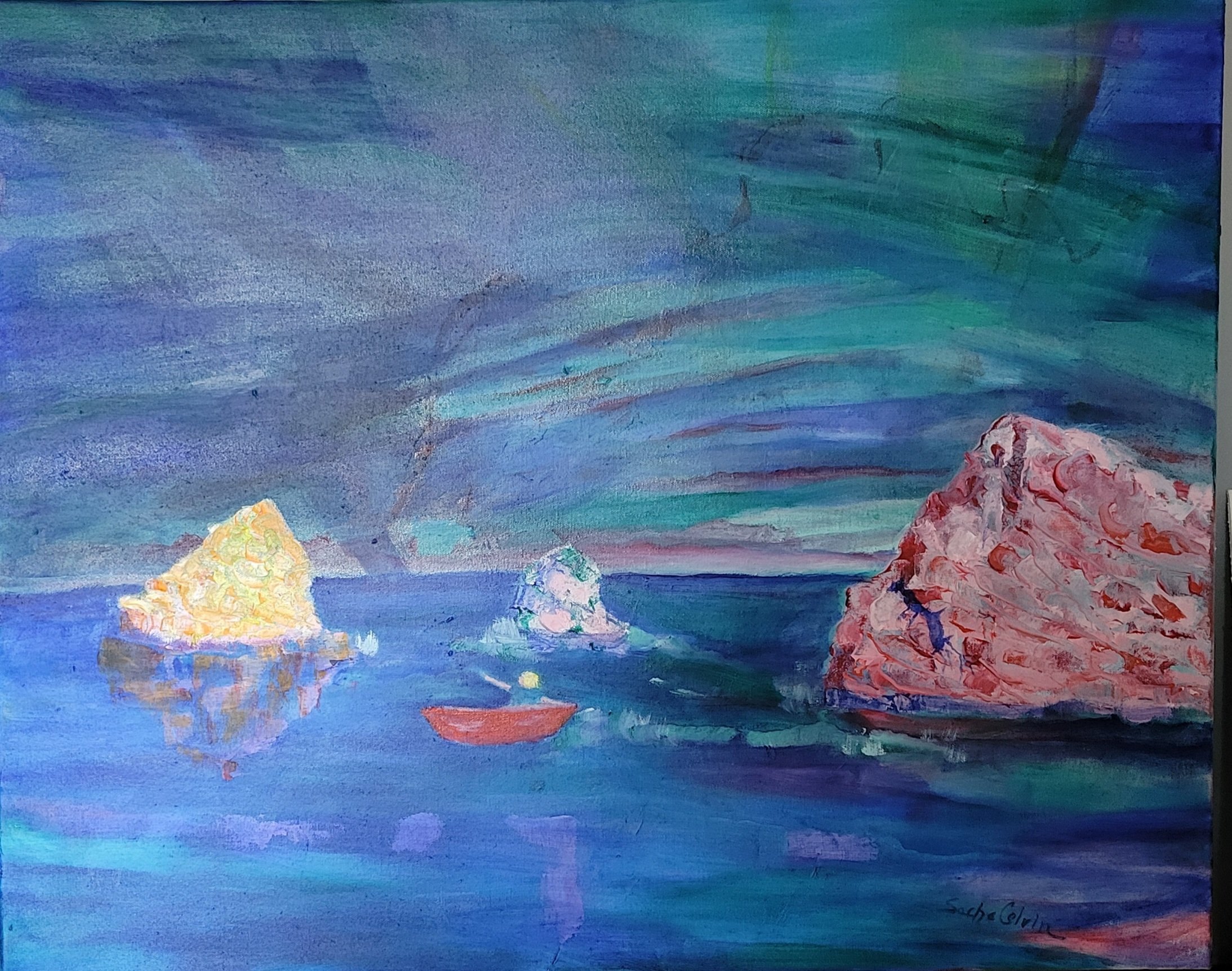 Cascading Light, oil on canvas, 24x30x1.375, 2026