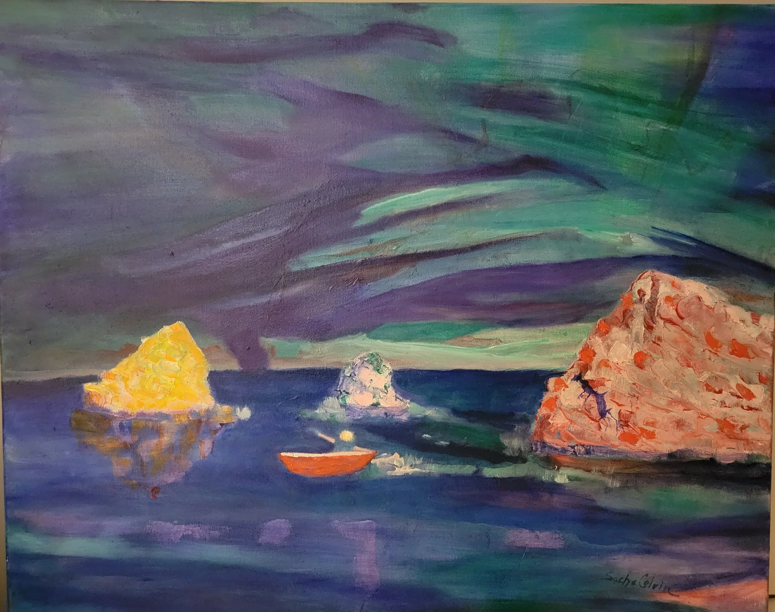 Cascading Light, 24x30x13/8, oil on canvas, 2026