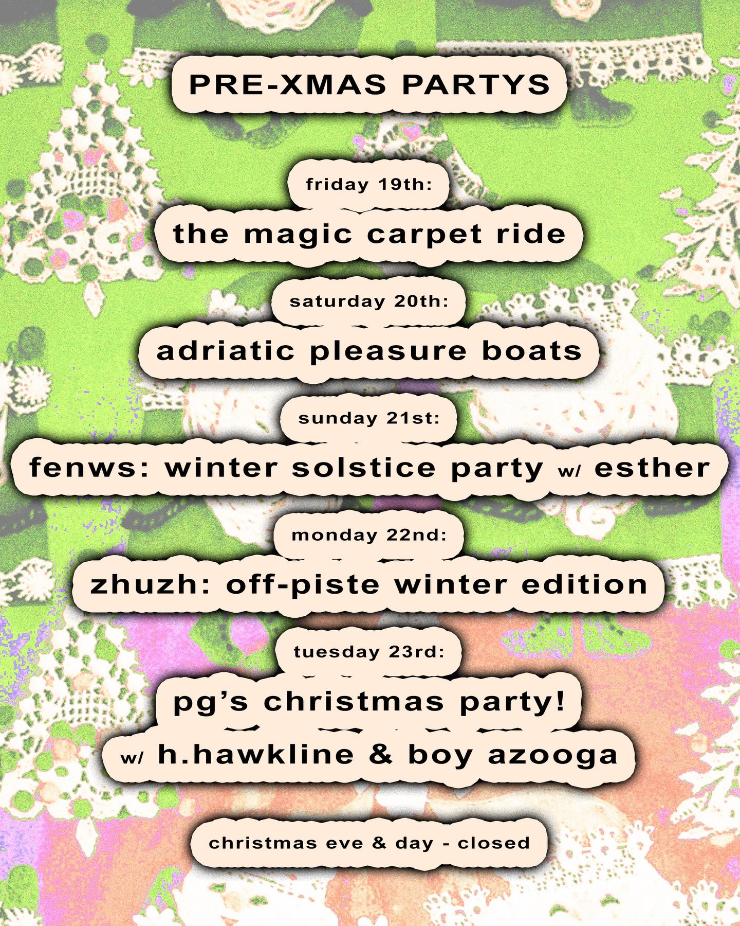 We have your festive season covered at PG🎄☃️💃🕺🥂

Here&rsquo;s a quick reminder of what&rsquo;s comings up!

All of these events are free entry, apart from our NYE events - grab your tickets for these via our bio quick&hellip; they&rsquo;re shifti