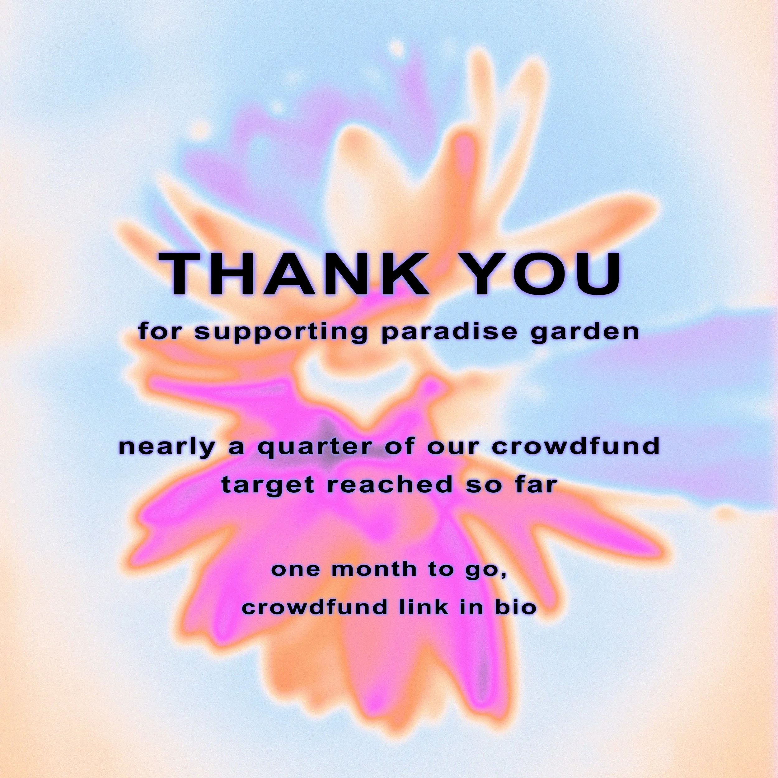 A massive thank you to everyone for being so incredibly supportive with our crowdfunder so far 🧡 we&rsquo;re nearly 25% towards our goal to help us cover the cost of our new lease.

Also a very belated thank you to everyone who took part or attended