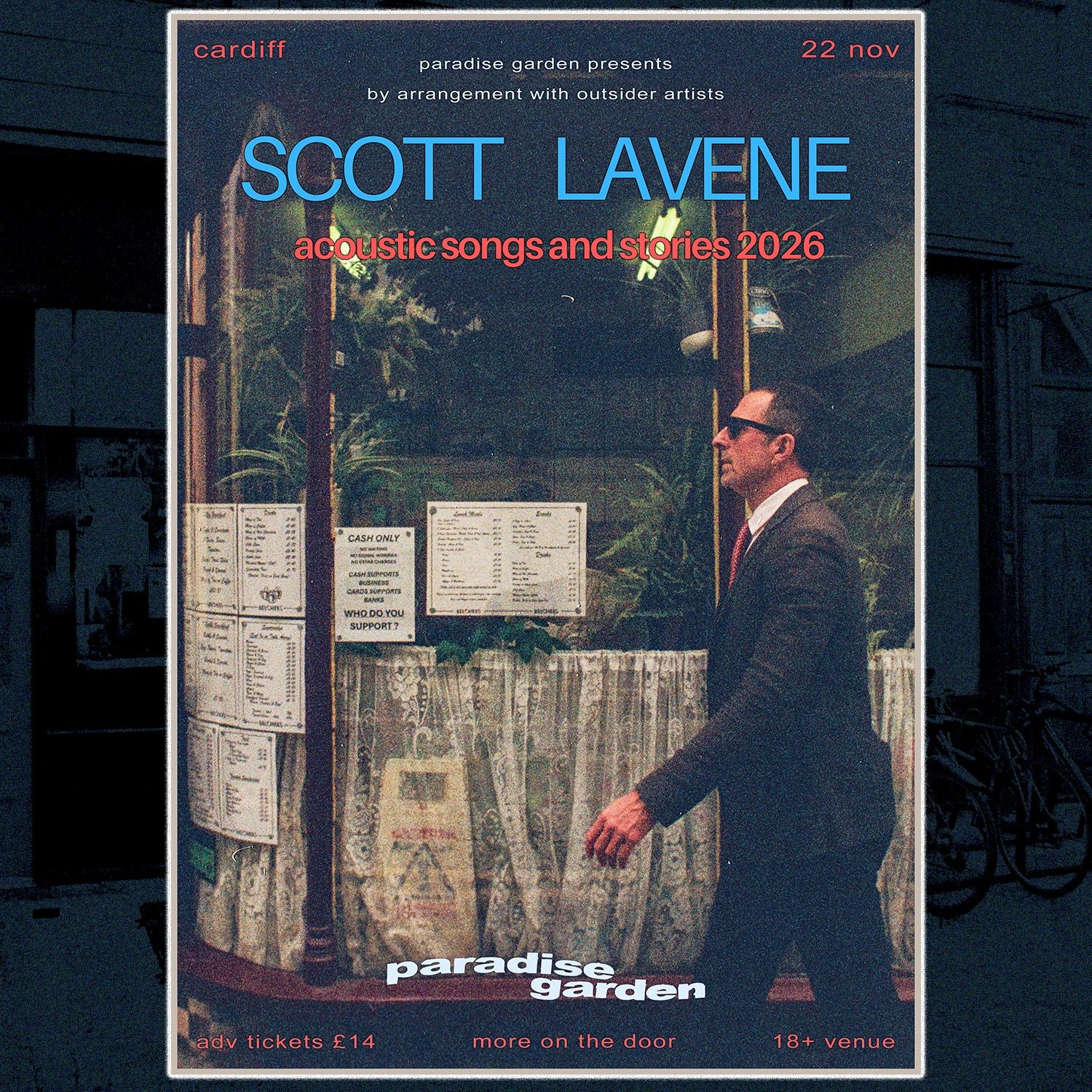 On Sunday 22nd November, singer-songwriter and storyteller @scottlavene comes to Cardiff for an intimate show at PG.

Tickets have been selling fast already, so don&rsquo;t sleep on this one! Ticket link in bio ✨