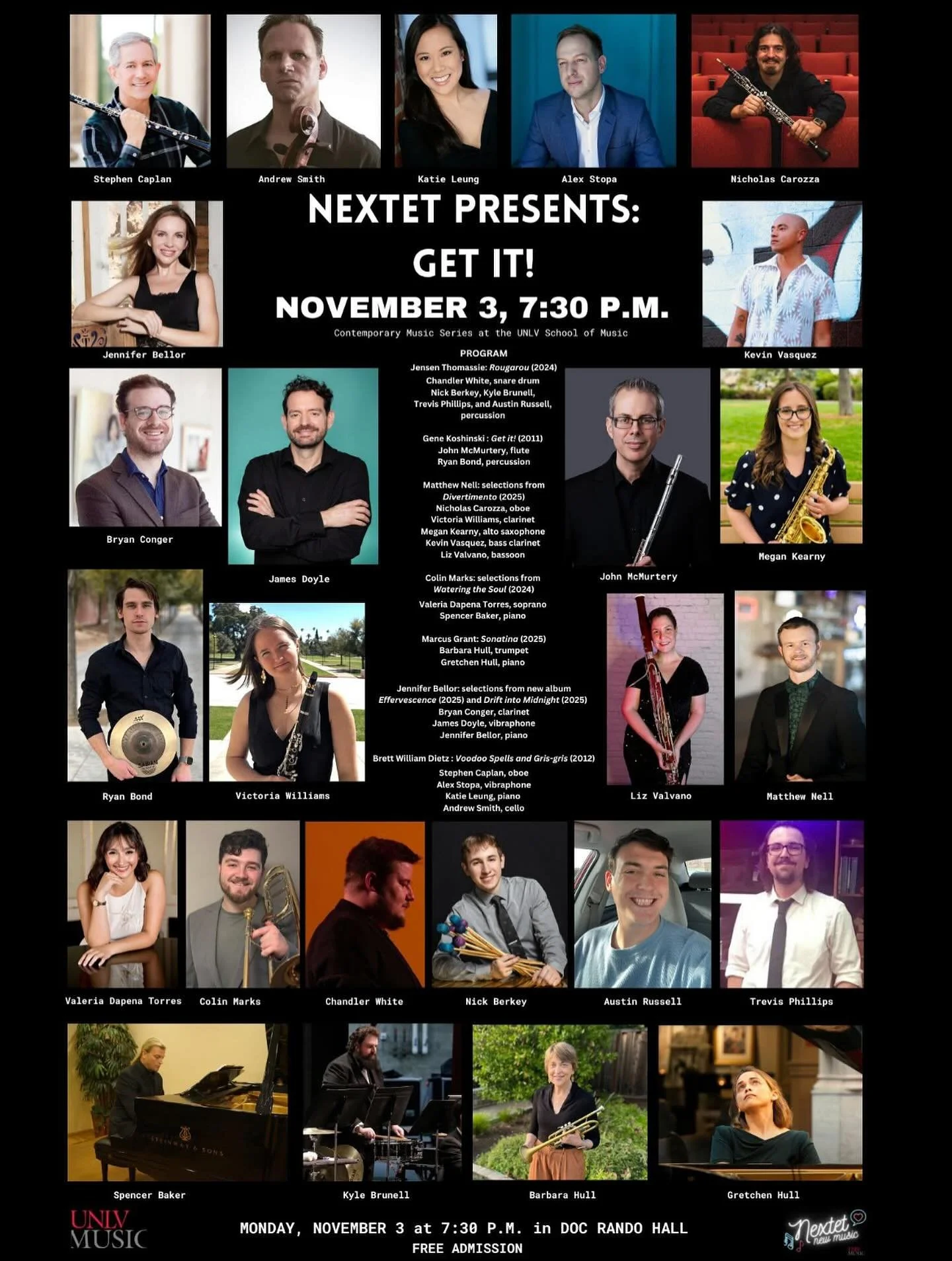 Chamber music with friends! This time I&rsquo;ll be playing bass clarinet in a reed quintet playing a fun and beautiful piece by @matthew_triangle. I love the @unlvnextet series and I&rsquo;m excited to be a part of it this season. Come check out new