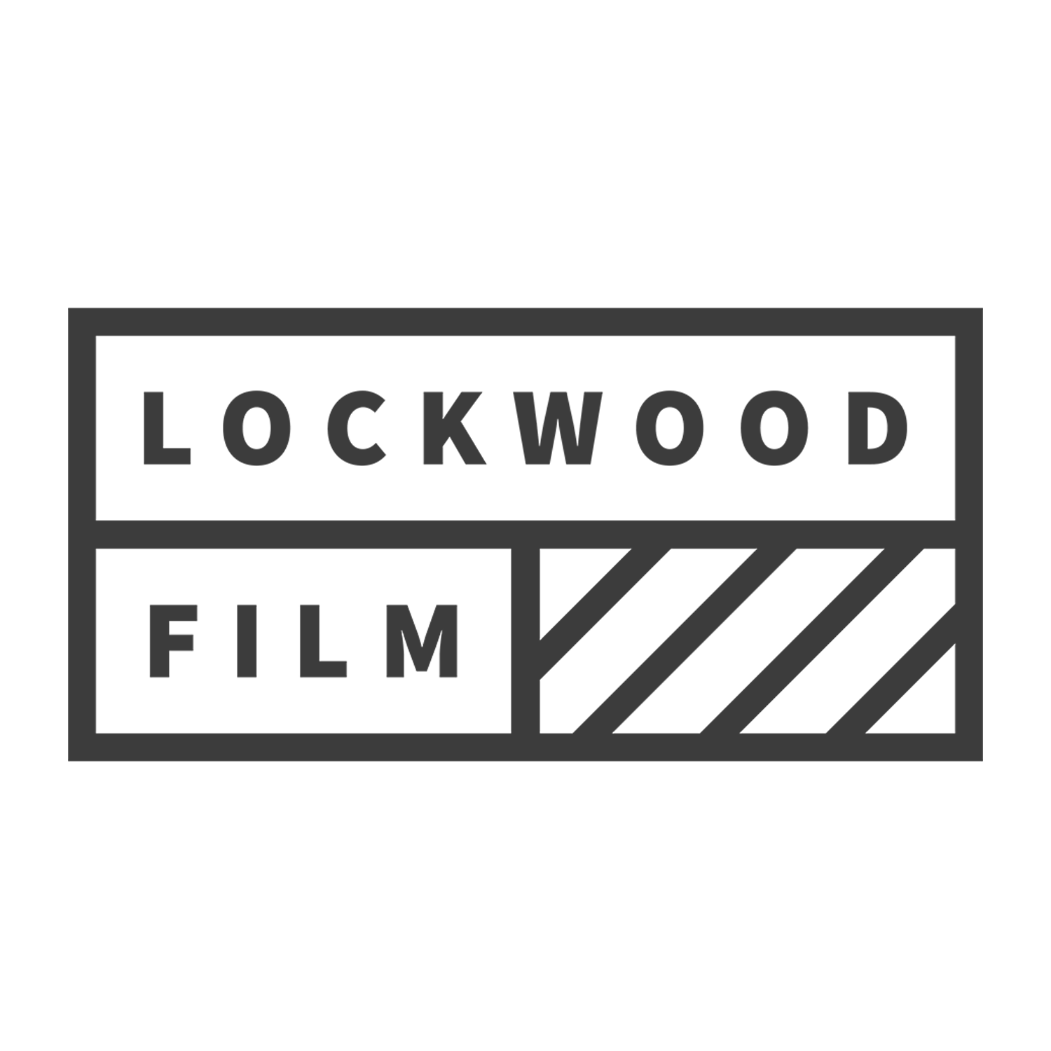 Lockwood Film logo with text and striped design.