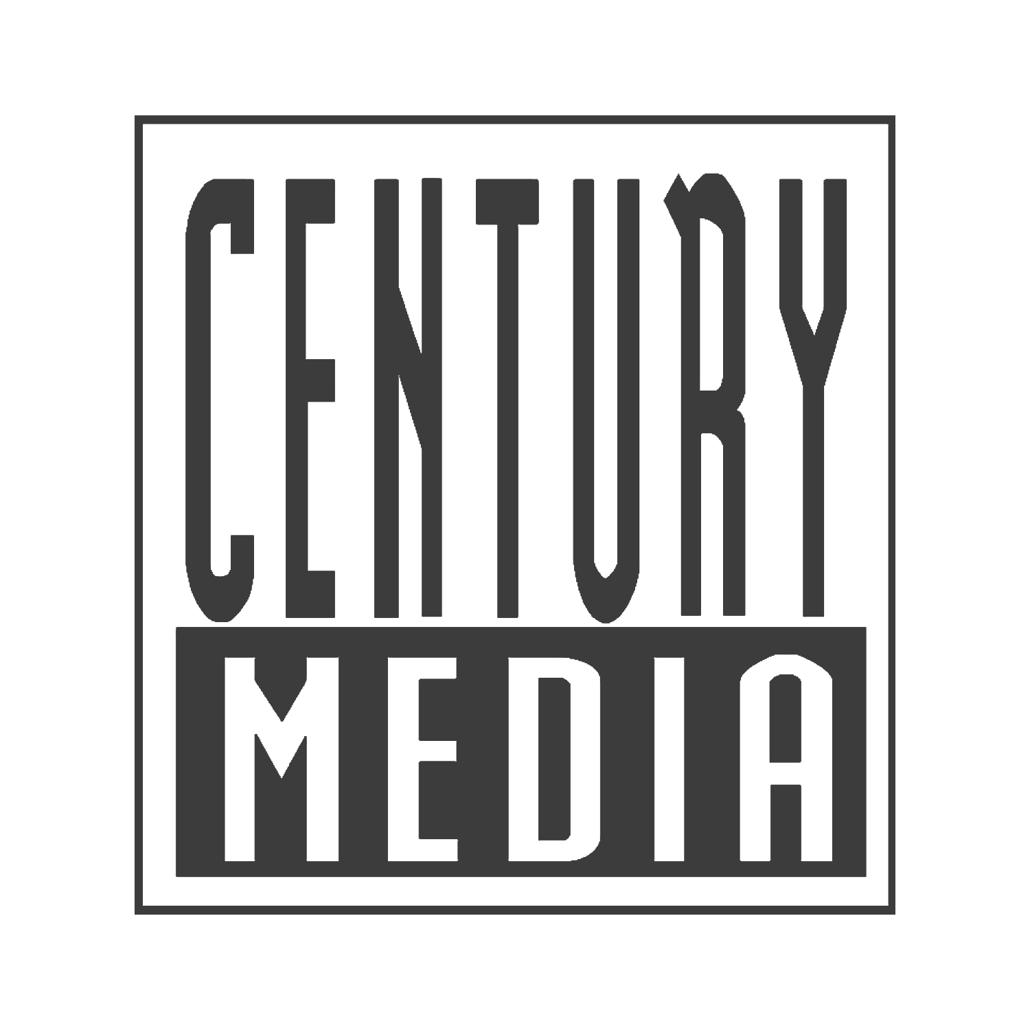 Black logo with the words 'CENTURY MEDIA' in capital letters, divided into two lines with 'CENTURY' on top and 'MEDIA' below, enclosed in a rectangular border.