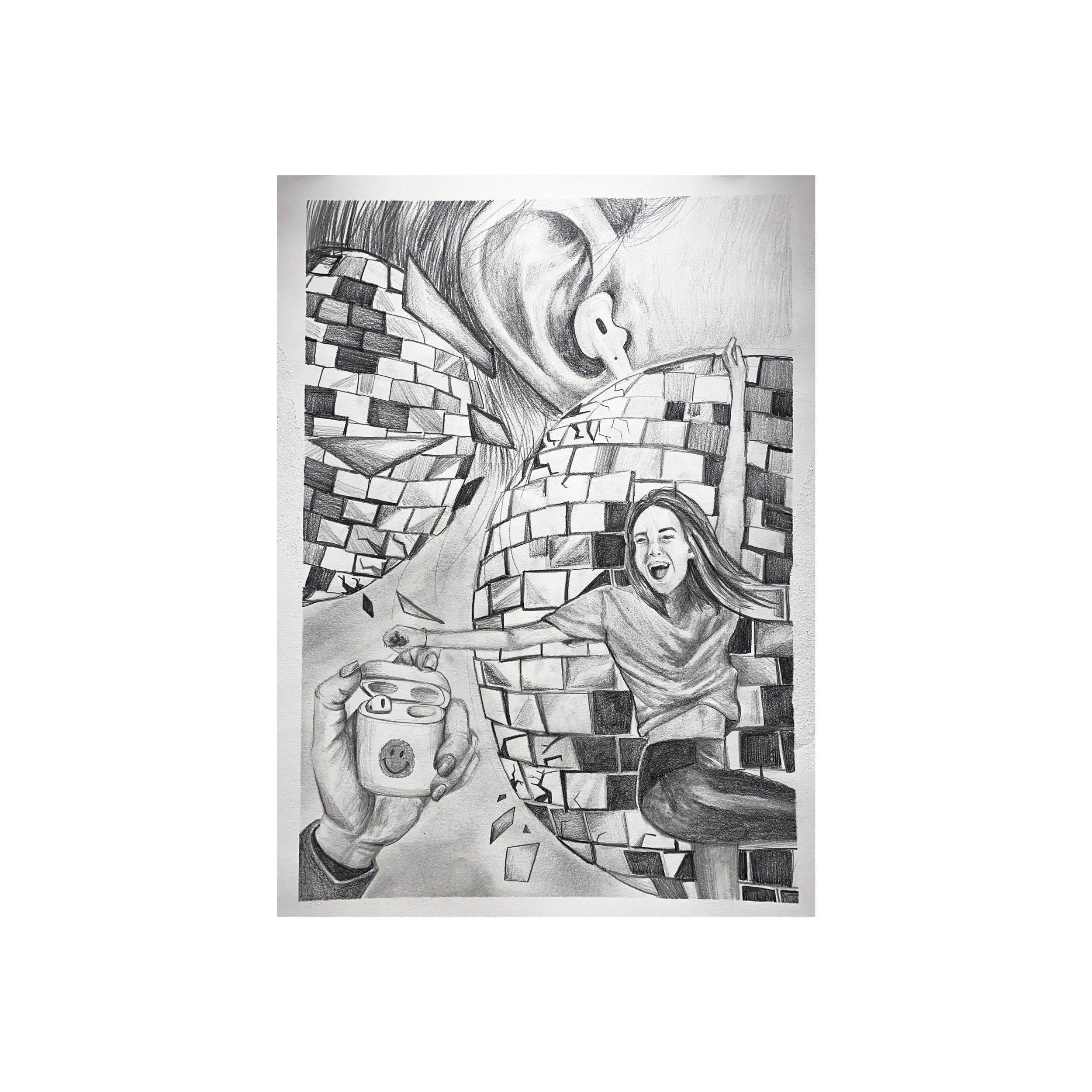 "Party at the Disco" Graphite Drawing