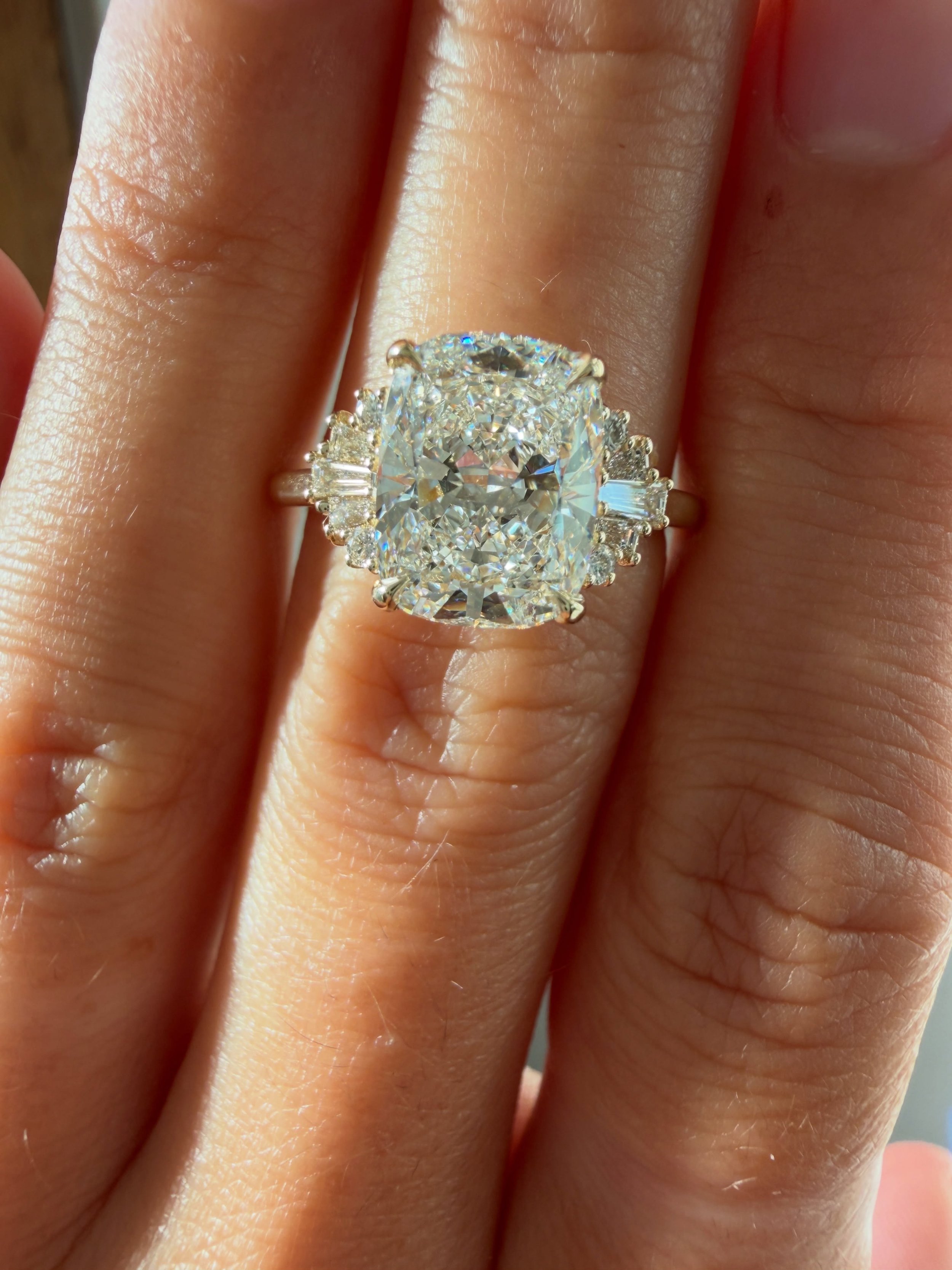 Swipe to see more angles of this stunning 3ct elongated cushion cut engagement ring. ✨💍 #cushioncut #customengagementring