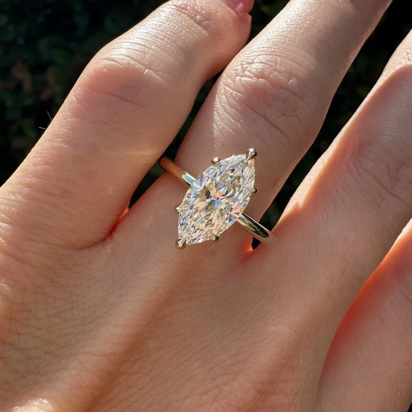 Marquise diamond solitaire engagement ring