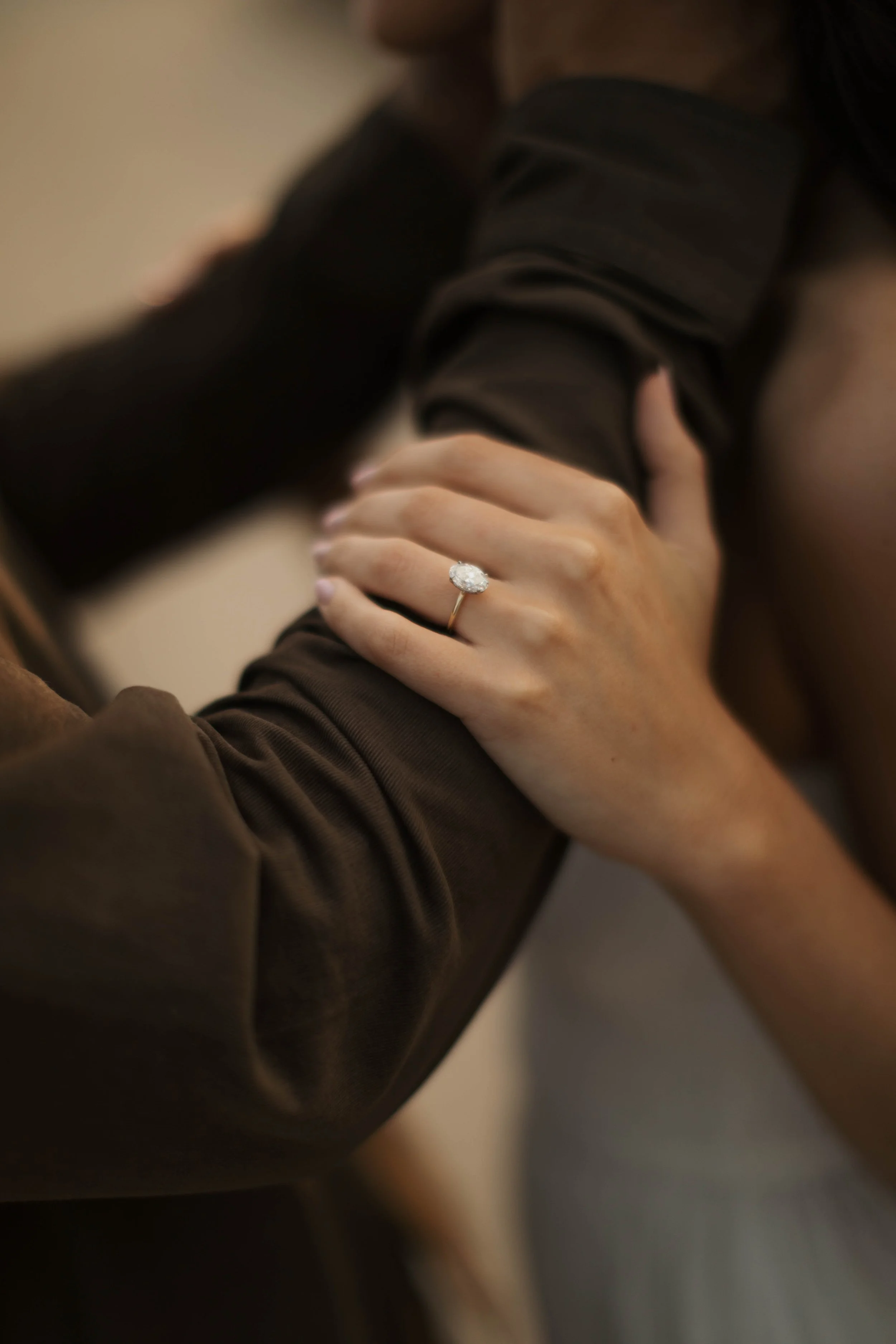Finished oval diamond engagement ring designed for Conor and Kathryn
