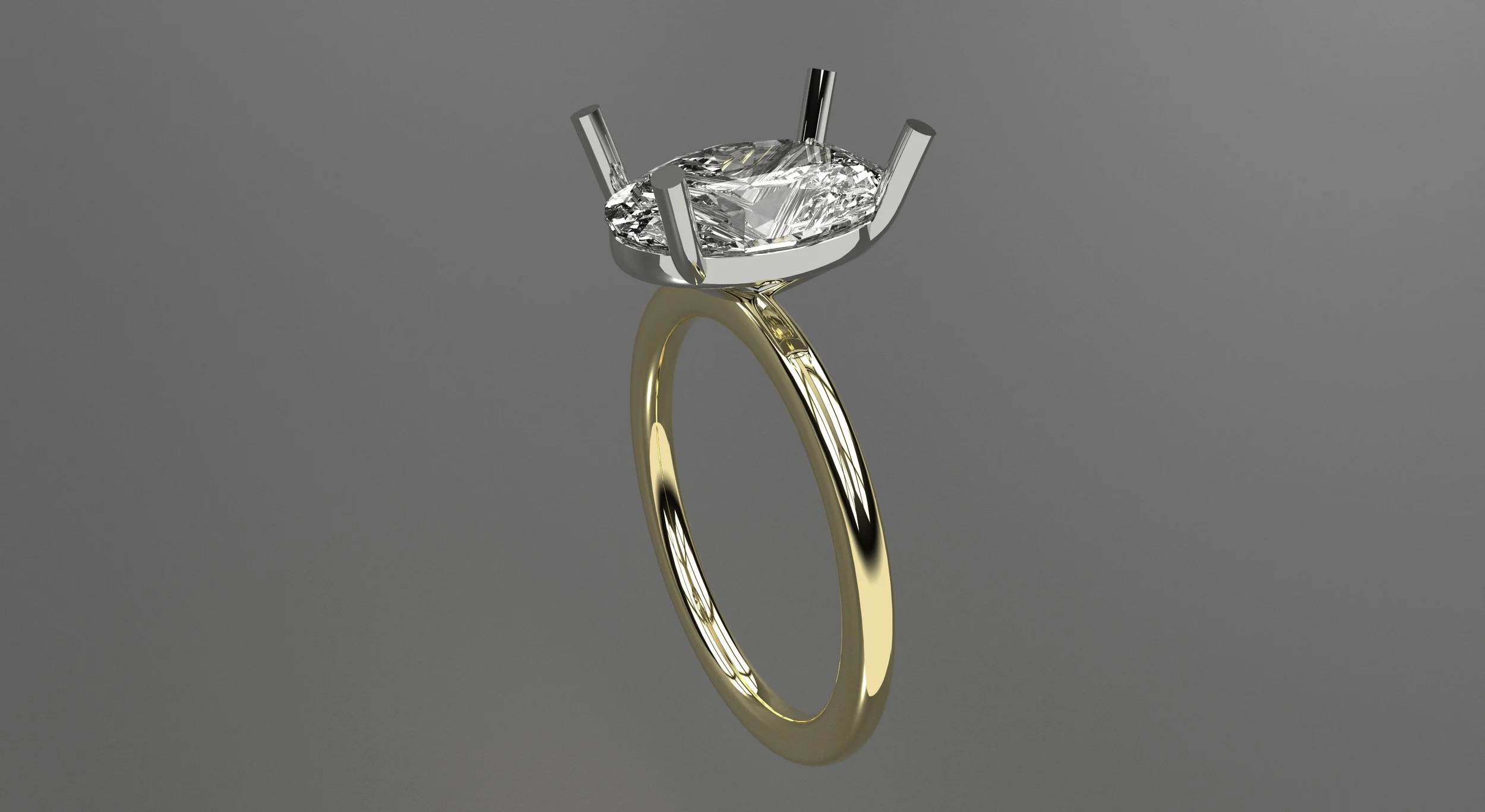 Detailed 3D design of Kathryn’s oval engagement ring