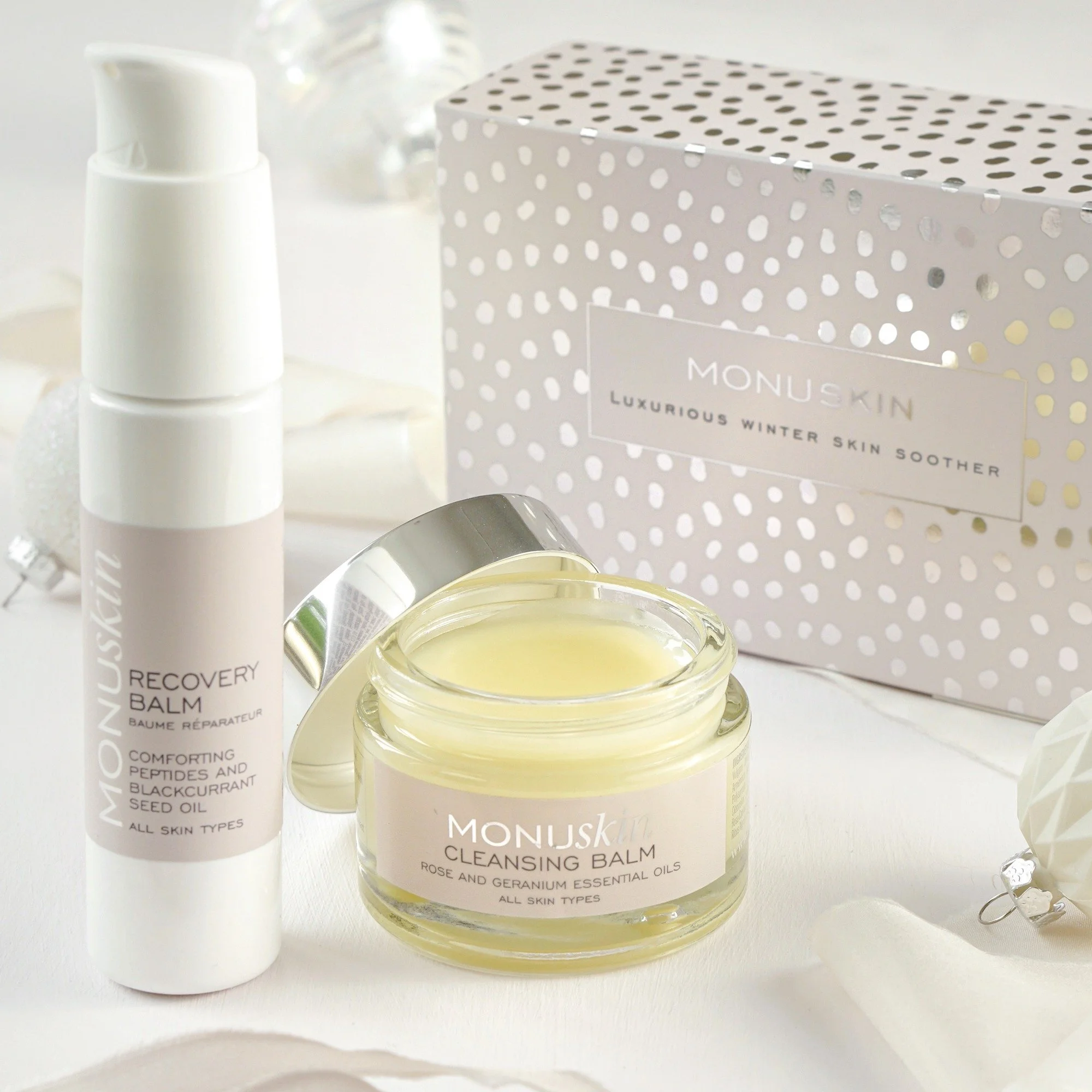 The ultimate winter rescue. Cleansing Balm melts away impurities with Rose and Geranium, while Recovery Balm restores comfort with Rose and Bergamot. Together they calm, nourish and strengthen the skin barrier &mdash; the perfect duo for dry, winter-