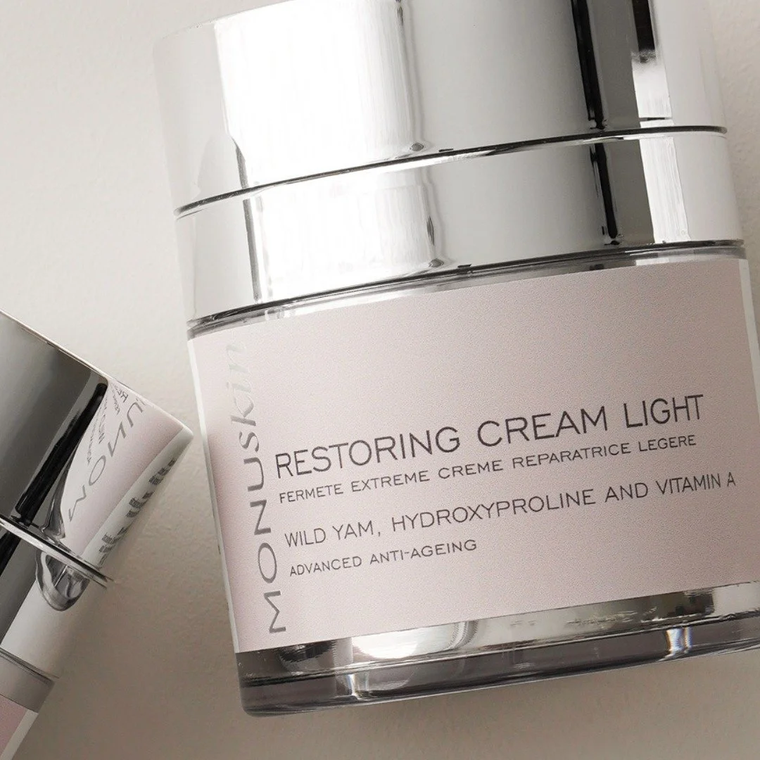 Our Restoring Cream Light is designed to lift, tone and restore mature skin without heaviness.

Luxuriously light yet deeply supportive, it blends Evening Primrose and Rosehip oils with Wild Yam Extract and Vitamin C to help firm fine lines, soften d