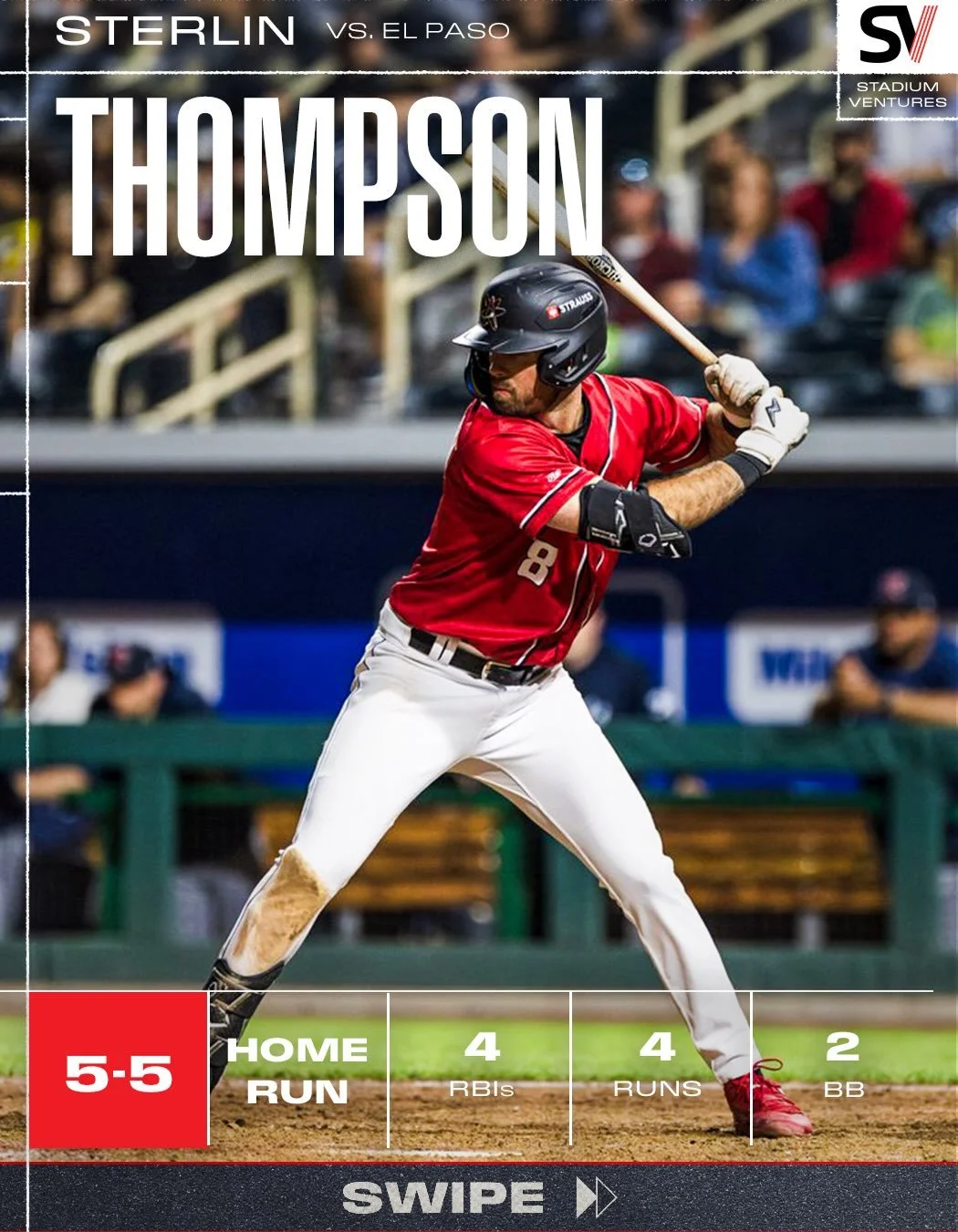 @sterlinthompson is the 1st hitter since June 14th, 2021 (VanMeter, Reno Aces) to reach base safely 7 times in a AAA game. 

Since April 18, Sterlin leads all of @milb in both batting average (.475) and on-base percentage (.596) while ranking second 