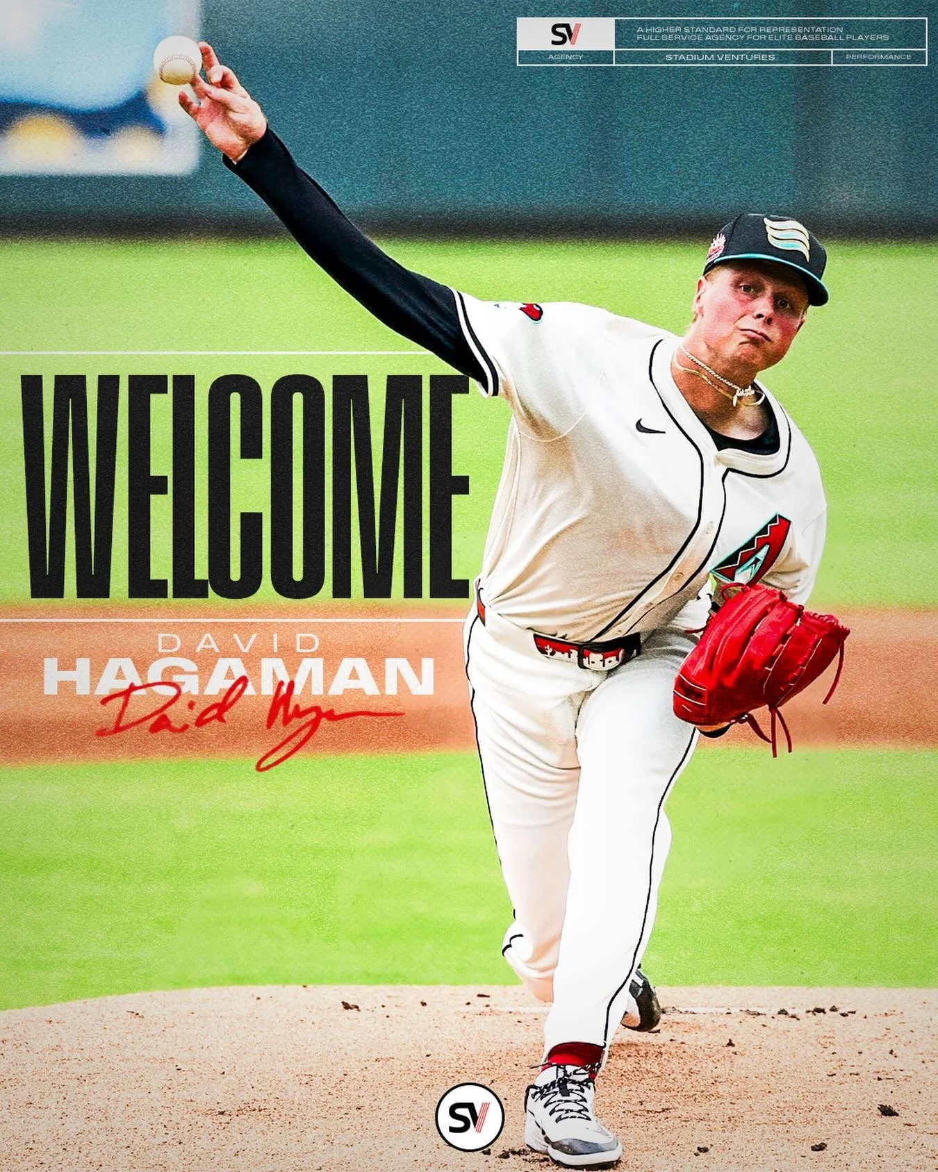 Welcome to Team SV @david.hagaman 🔥  The @dbacks #4 overall prospect has been dominant since making his professional debut last summer. Hagaman ranks as one of just 5 @milb pitchers to have thrown 50+ innings with a strikeout rate above 30%, walk ra
