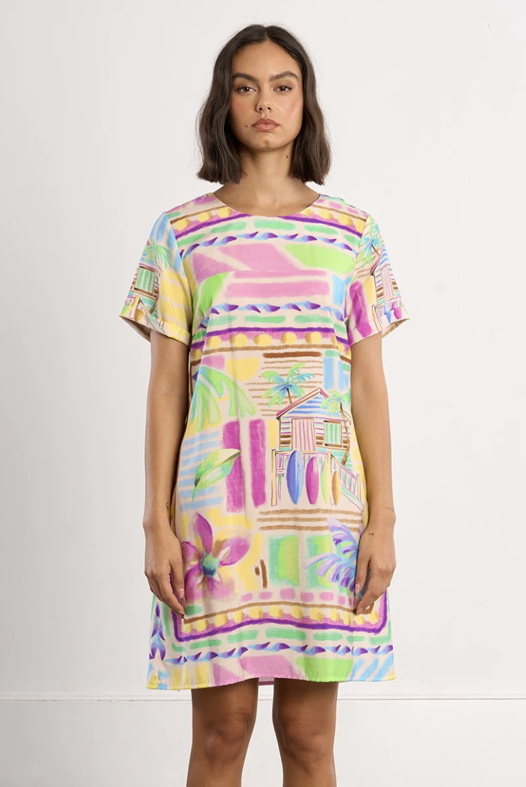 Maui Surf Print T-Shirt Dress
