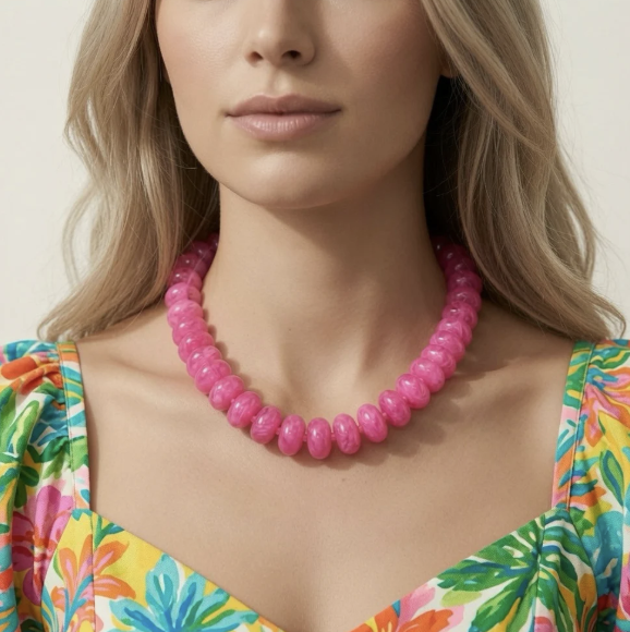 Vibrant Resin Beaded Necklace